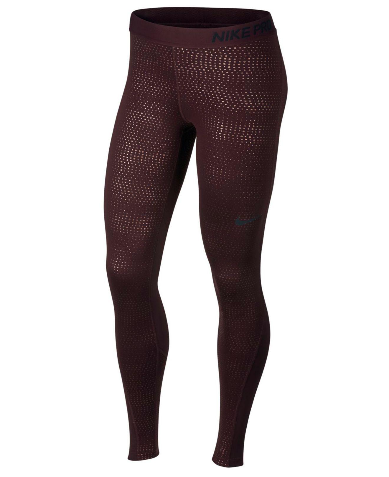 Nike Synthetic Pro Metallic Dots Print Tights (burgundy Crush/black) Casual  Pants in Purple - Lyst