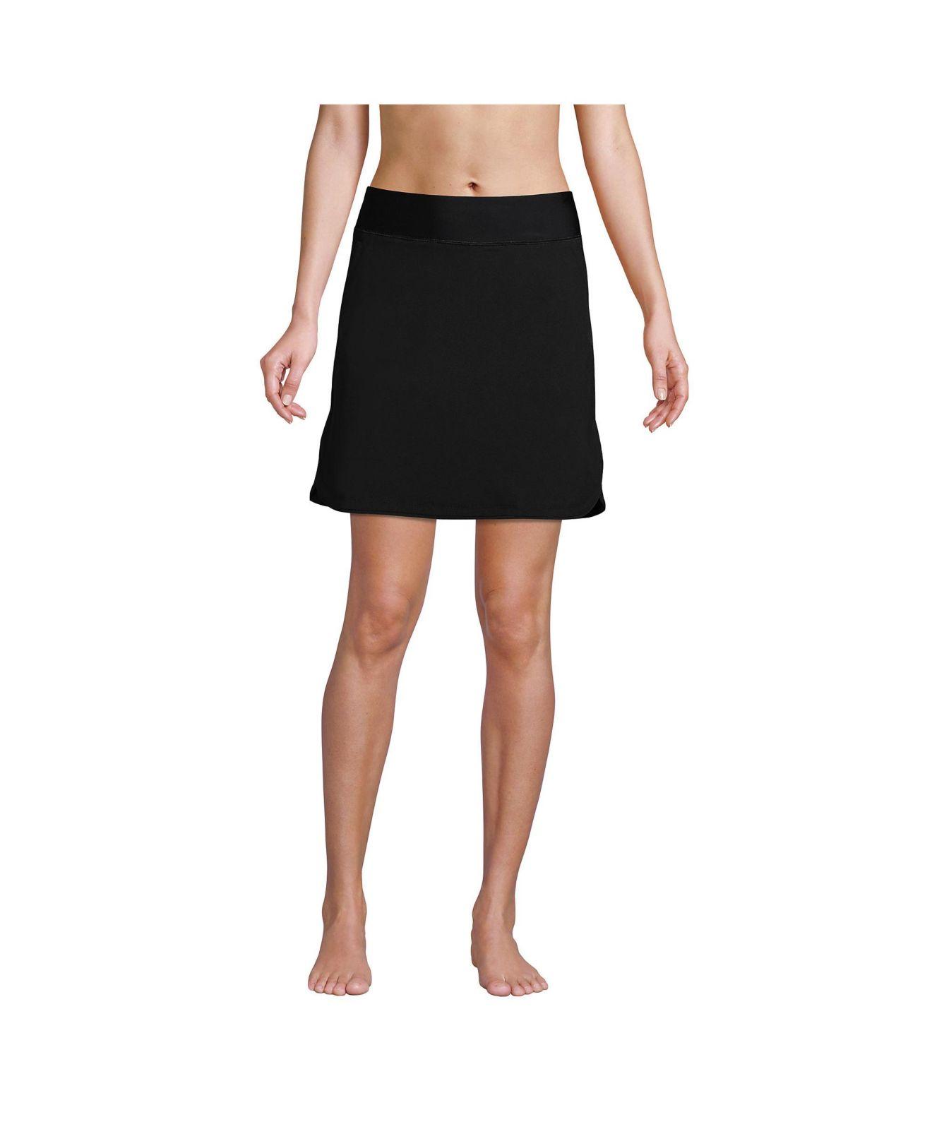 Lands' End Long Quick Dry Elastic Waist Active Board Skort Swim Skirt in  Black | Lyst