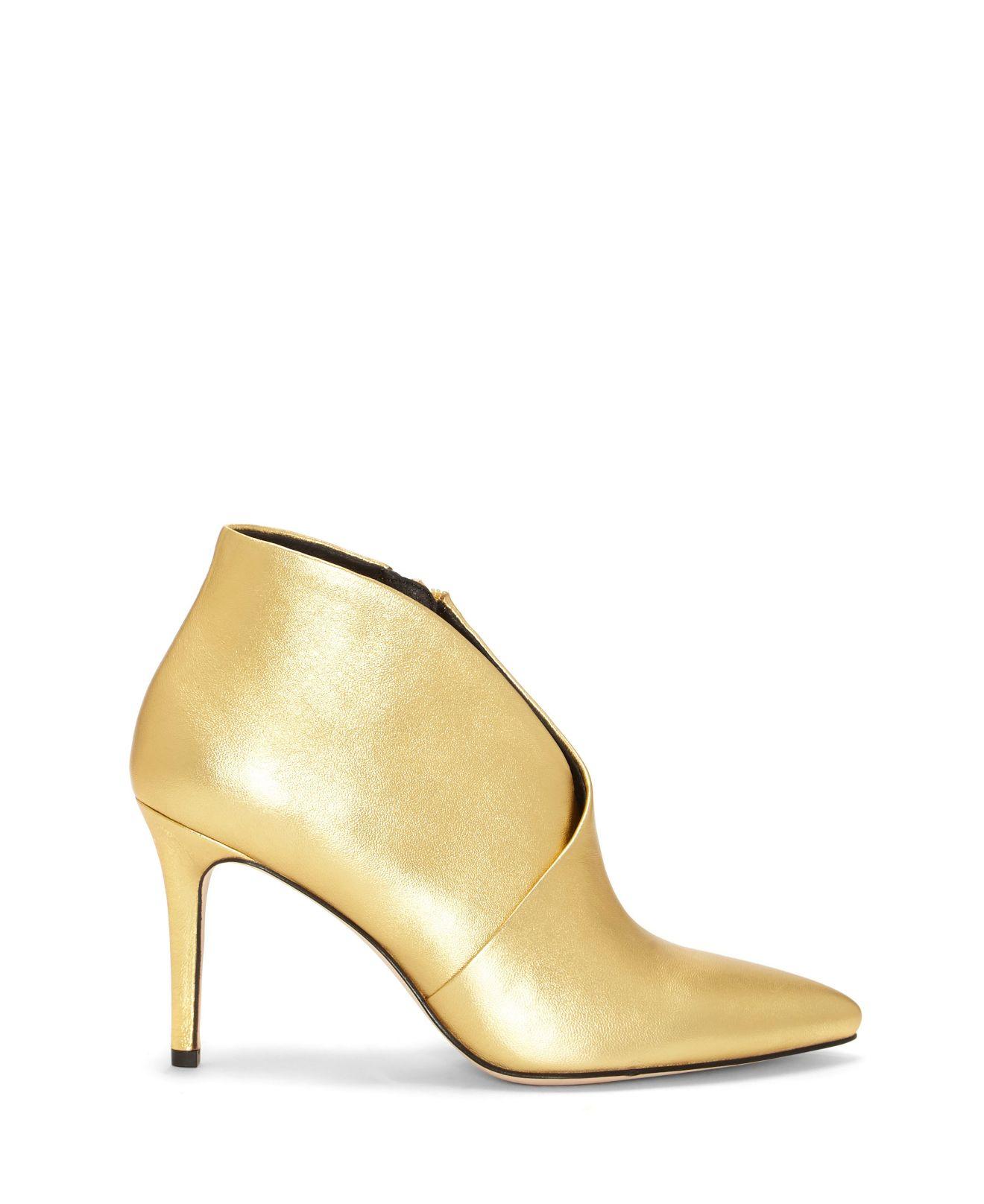 gold pointed toe booties