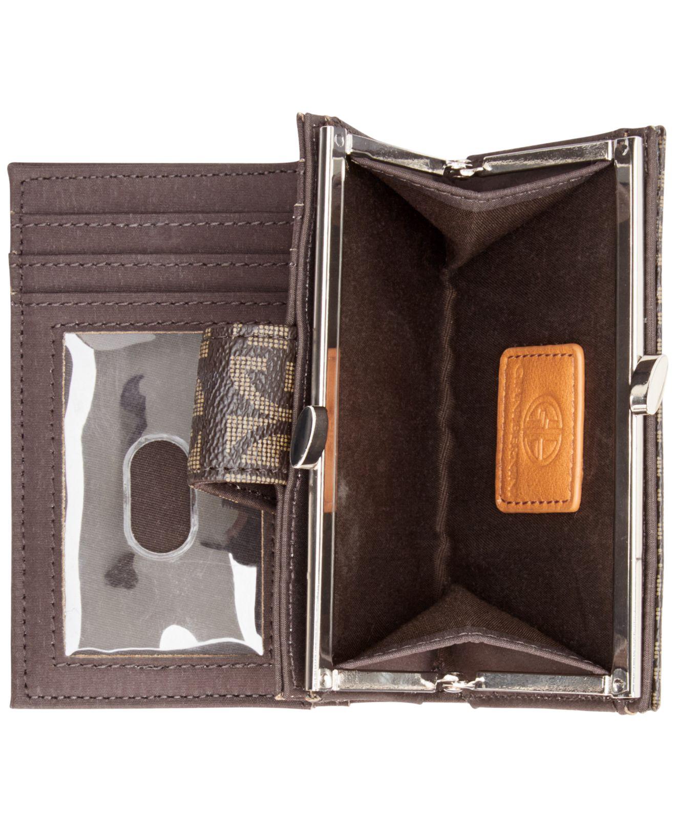 Giani Bernini Block Signature Zip Around All In One Wallet Brown//British Tan