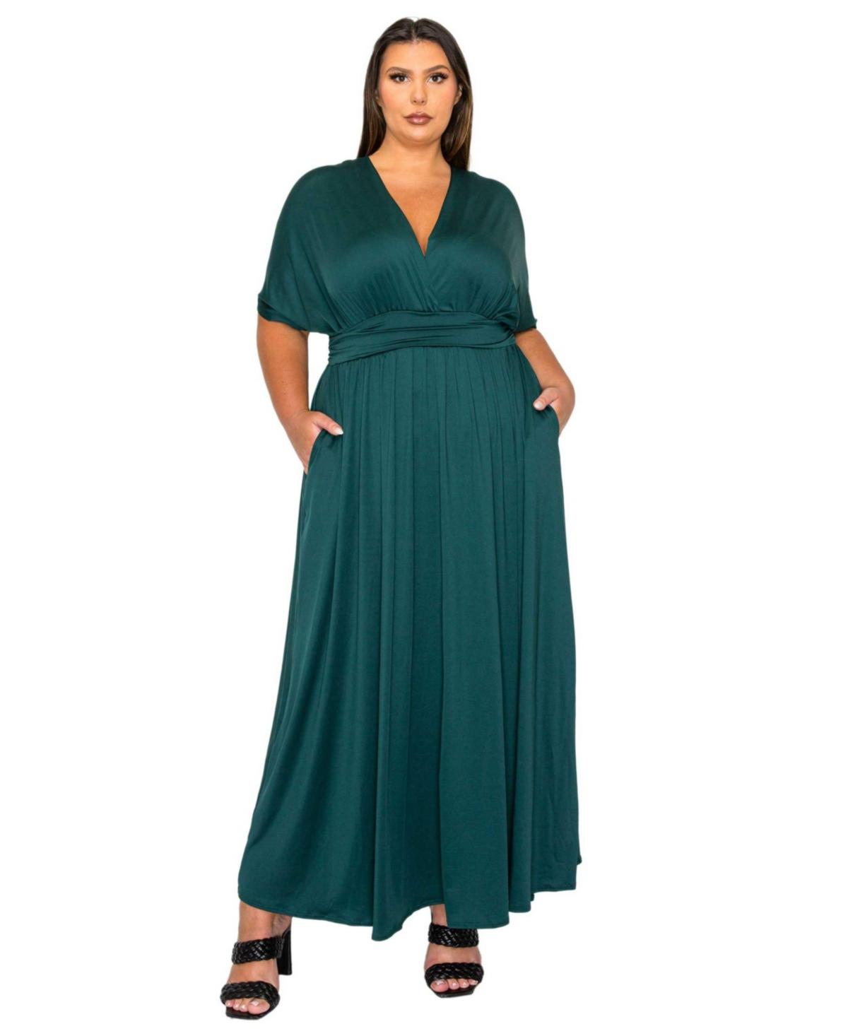 L I V D Plus Size Raffi Empire Waist Pocket Maxi Dress in Green | Lyst