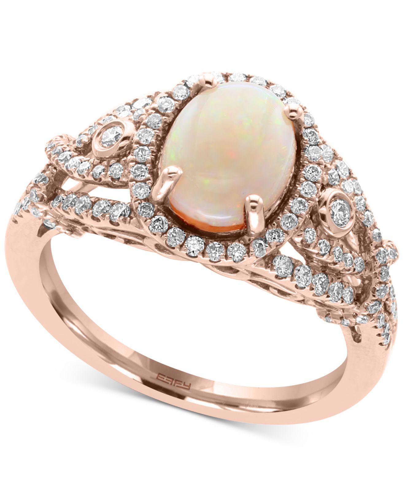 Effy Opal (1 Ct. T.w.) And Diamond (1/2 Ct. T.w.) Ring In 14k Rose Gold