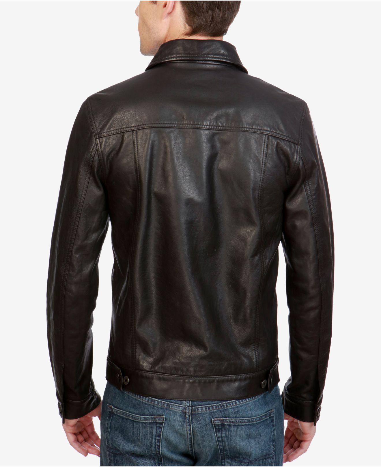 Lucky Brand Leather Trucker Jacket in 