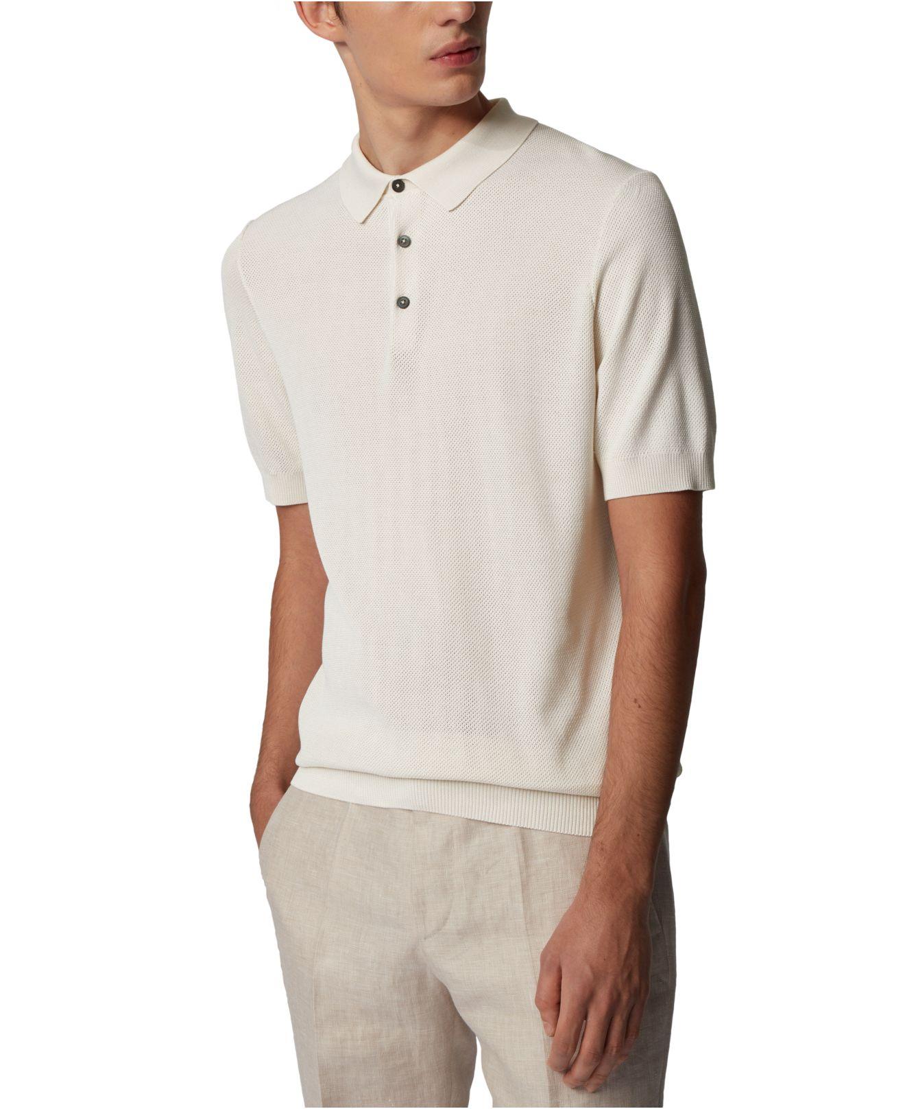 BOSS by Hugo Boss Silk T-omarco Polo Sweater in Natural for Men - Lyst