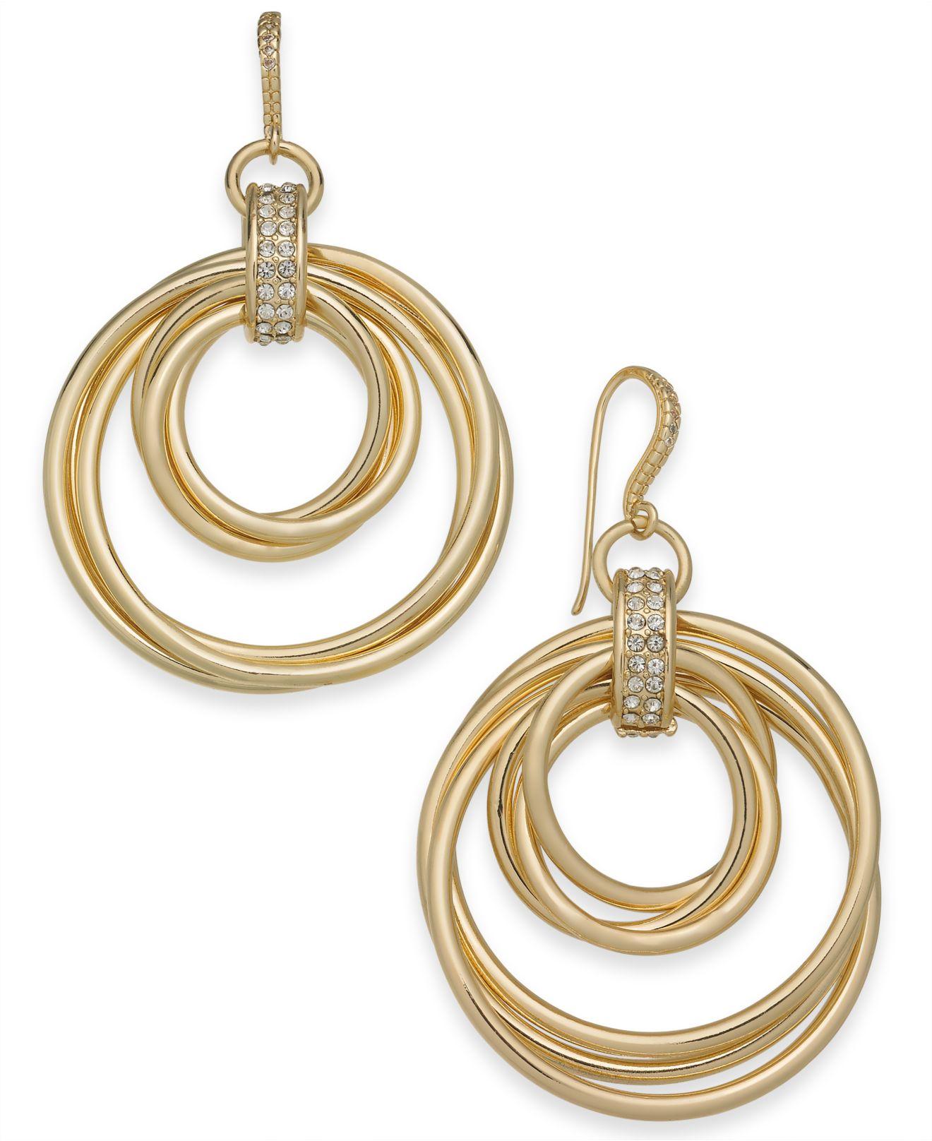 Alfani Gold-tone Pavé Multi-hoop Drop Earrings, Created For Macy's in ...