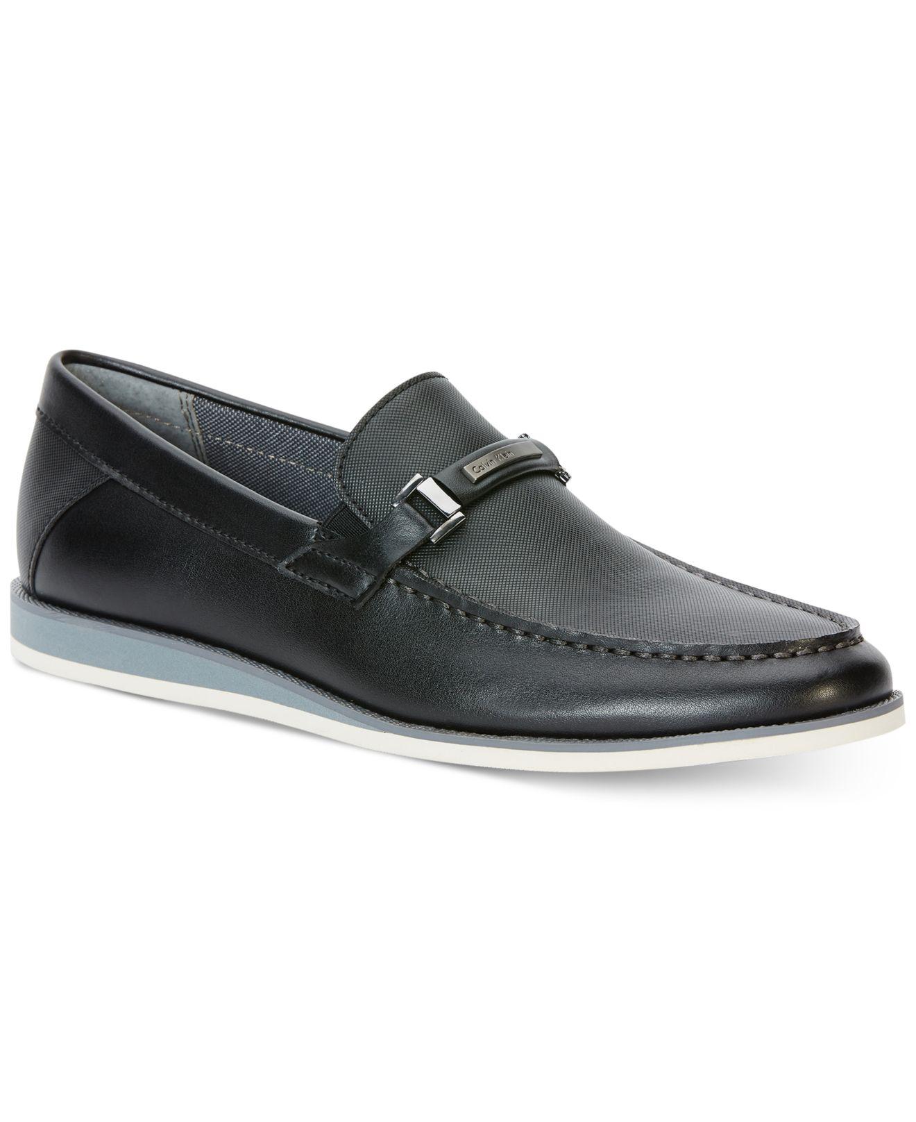 Calvin Klein Leather Men�s Kiley Embossed Loafers in Black