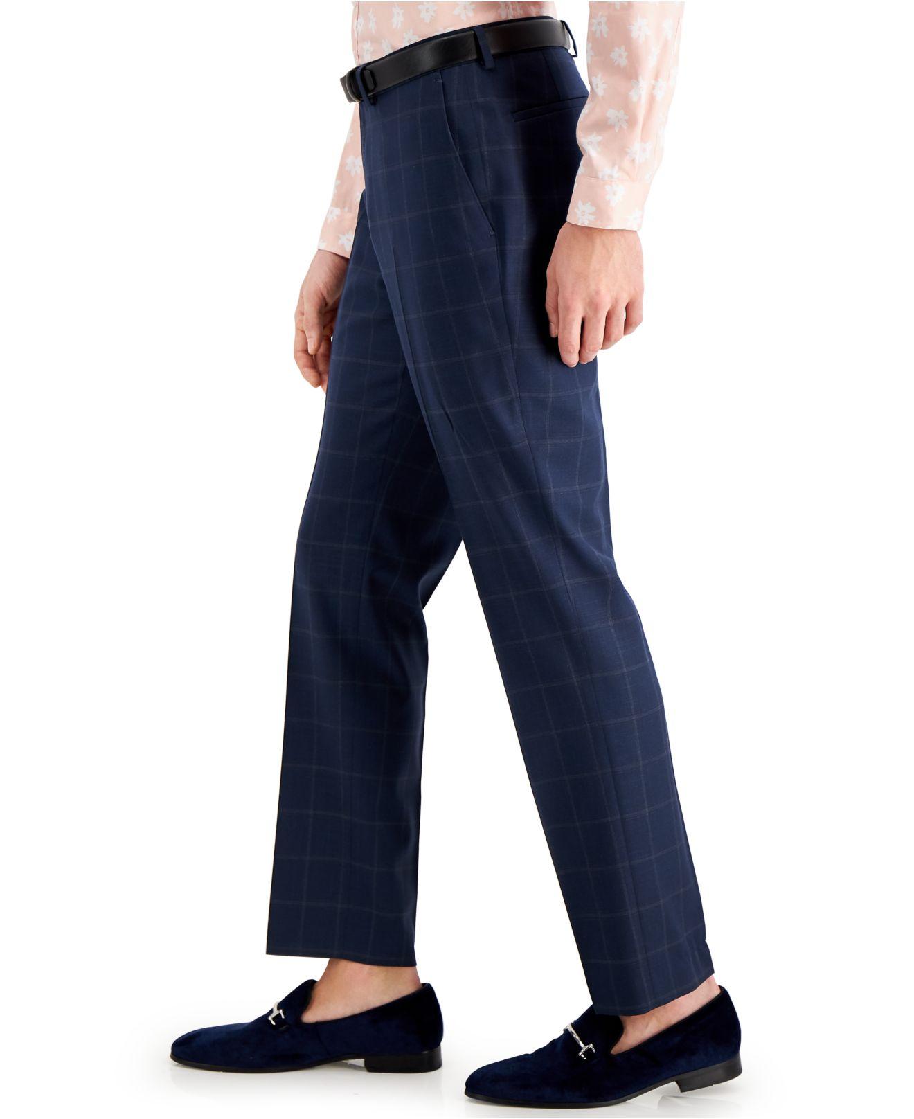 Blue Windowpane Plaid Suit Pants 