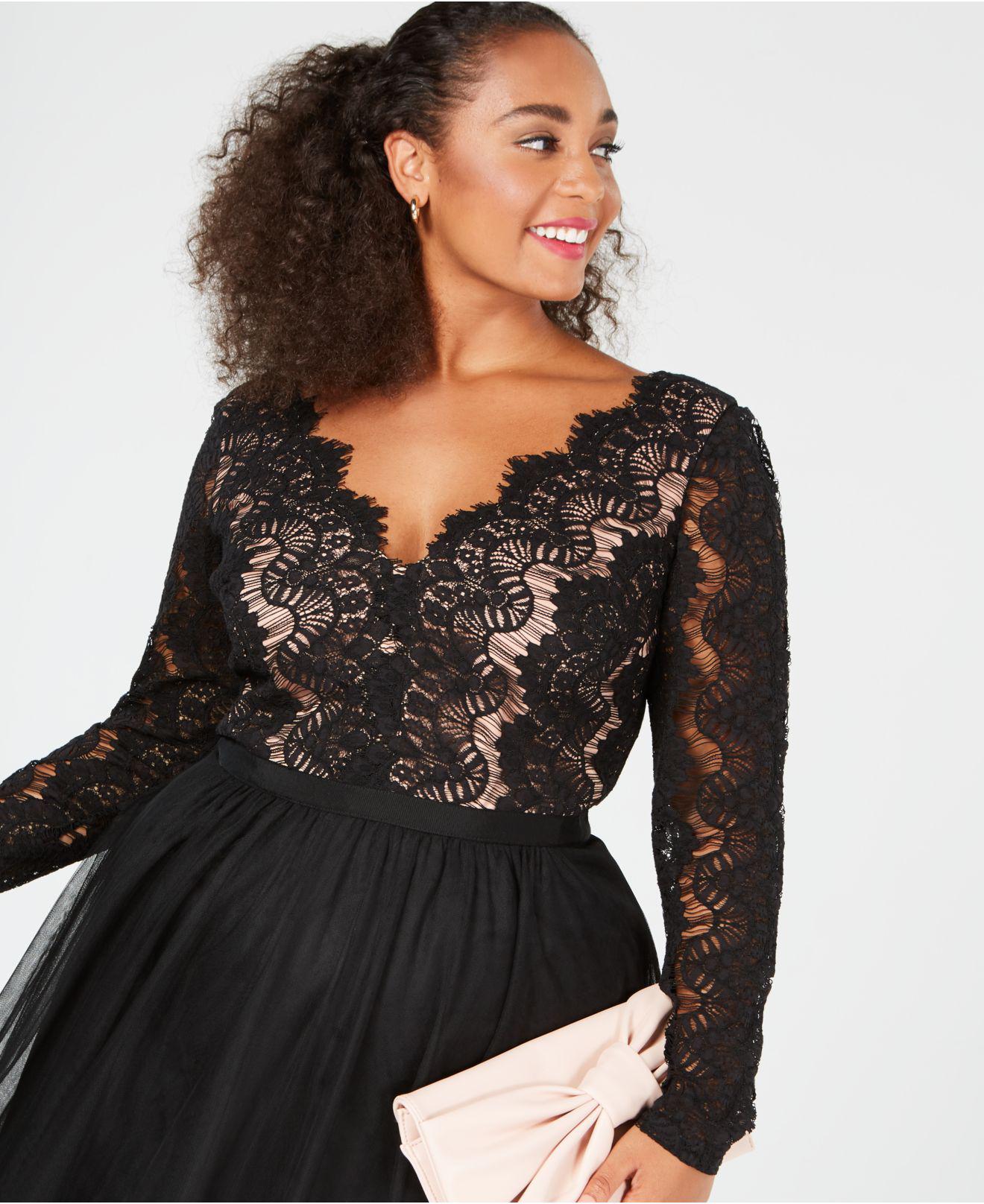 black lace maxi dress plus size