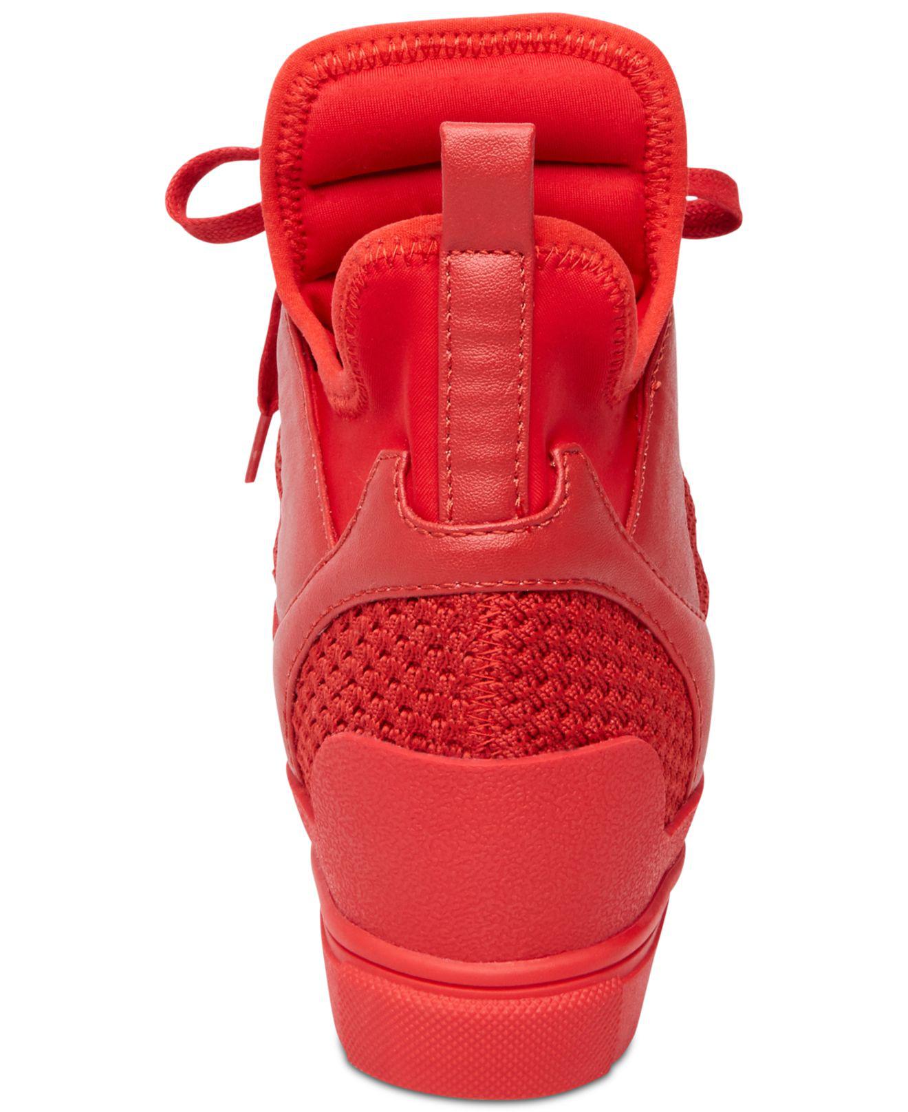 womens red wedge sneakers