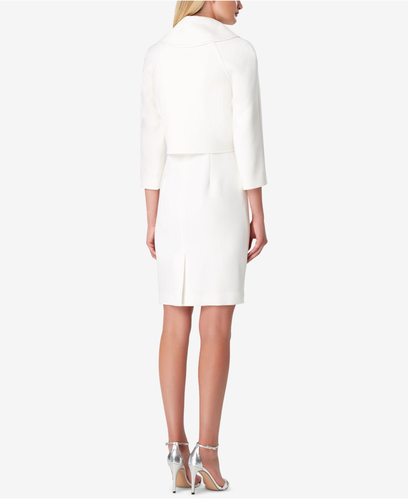 Tahari Envelope collar Jacket Dress Suit in White Lyst