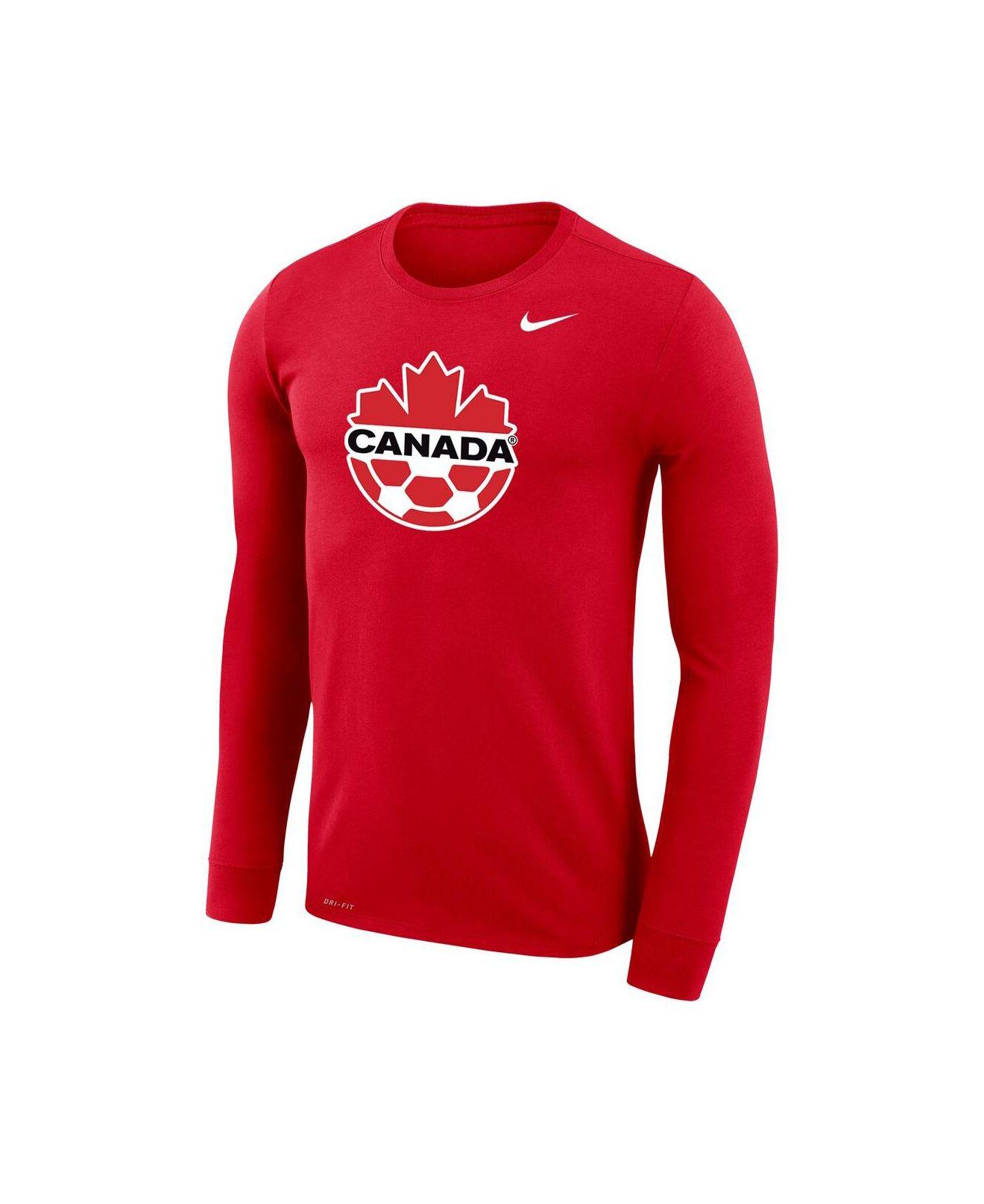 Nike Red Canada Soccer Primary Logo Legend Performance Long Sleeve T-shirt  for Men | Lyst
