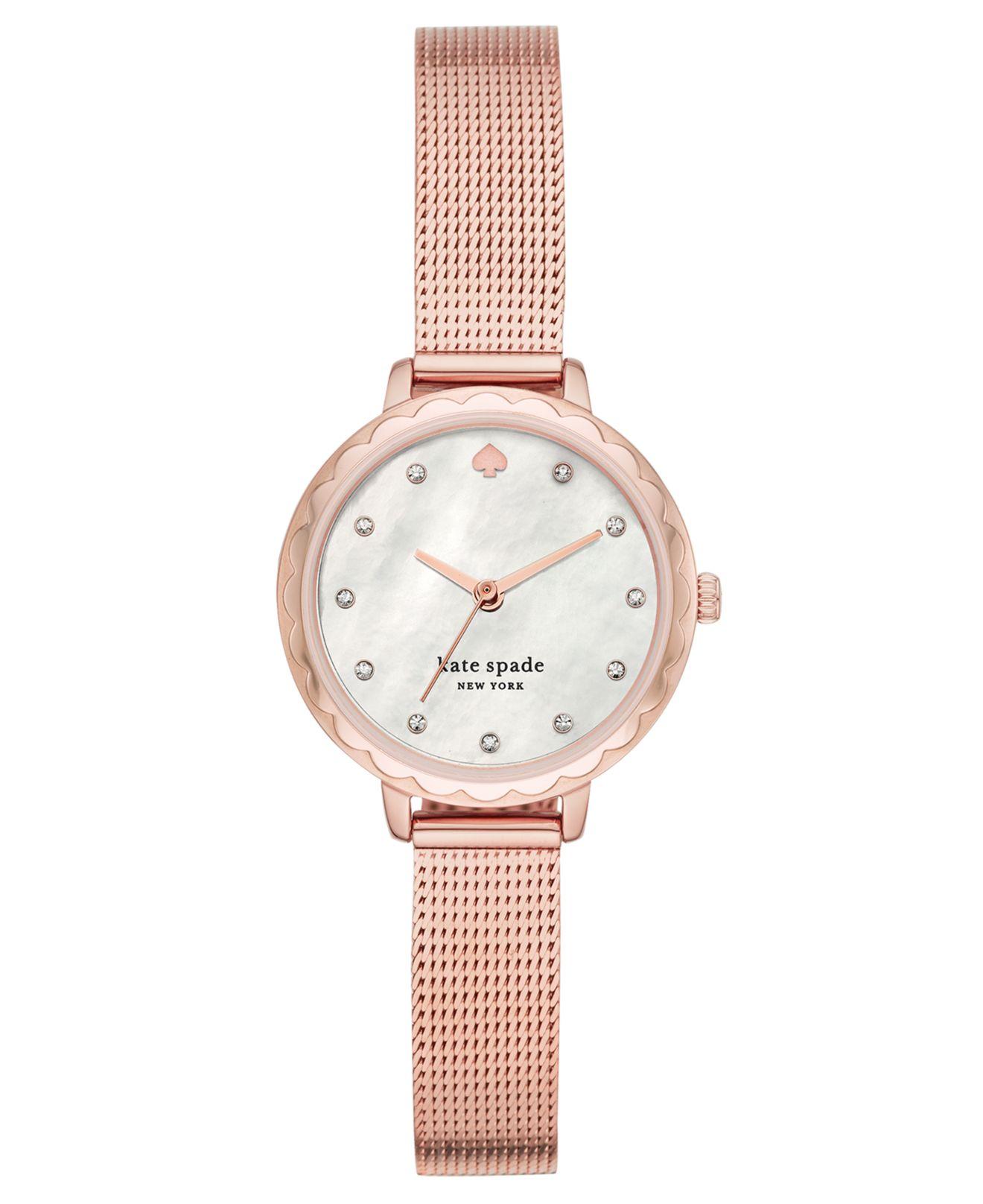Kate Spade Morningside Midi Rose Gold-tone Stainless Steel Mesh Bracelet Watch 28mm - Lyst