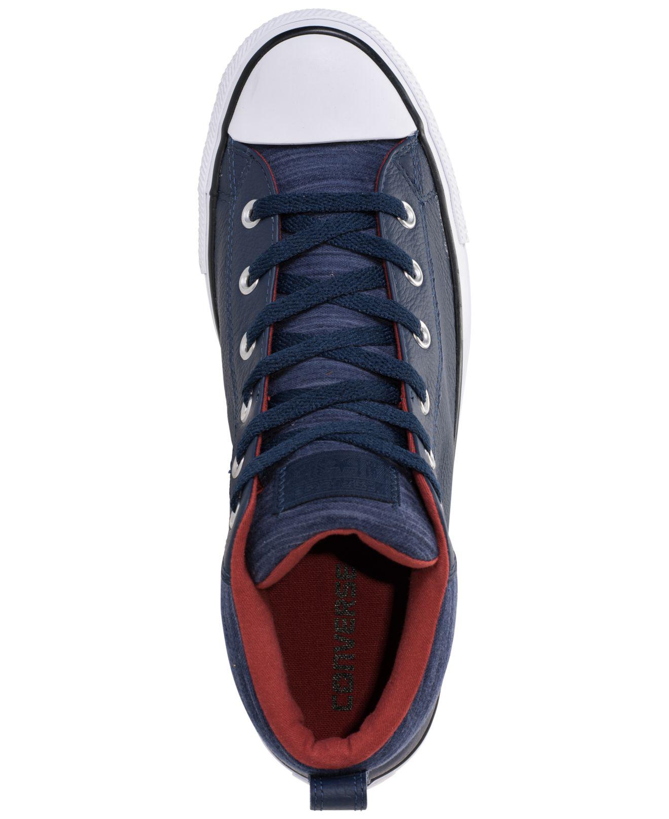 Converse Men's Chuck Taylor All Star Street Mid Leather Casual Sneakers  From Finish Line in Blue for Men | Lyst