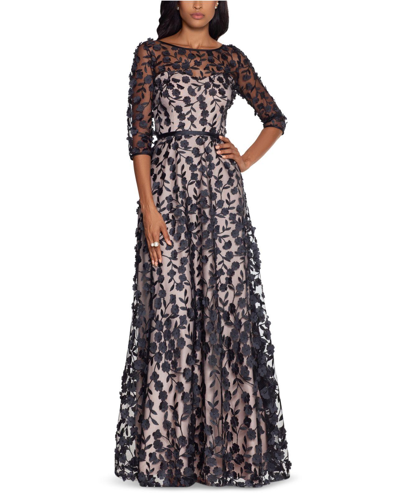 Xscape Synthetic Floral Appliqué Gown 
