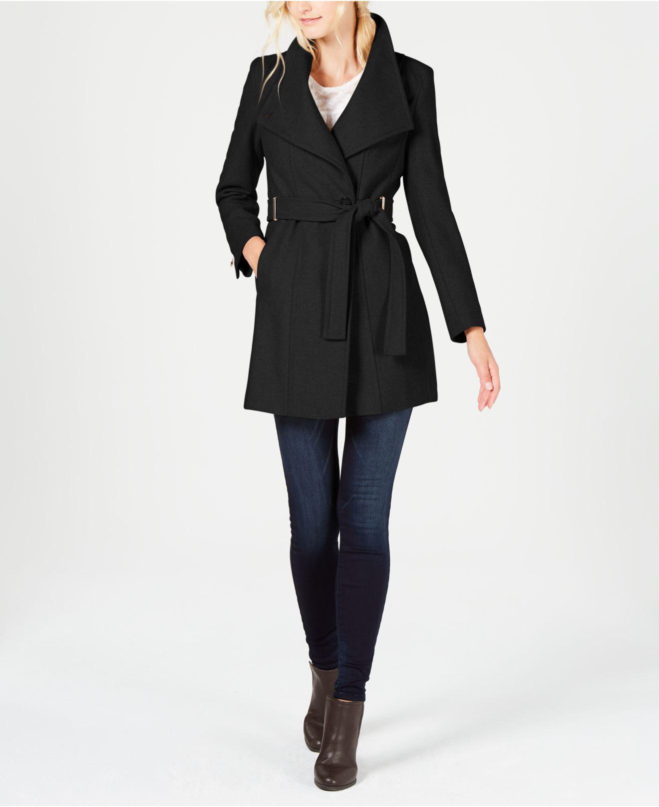calvin klein belted wrap coat