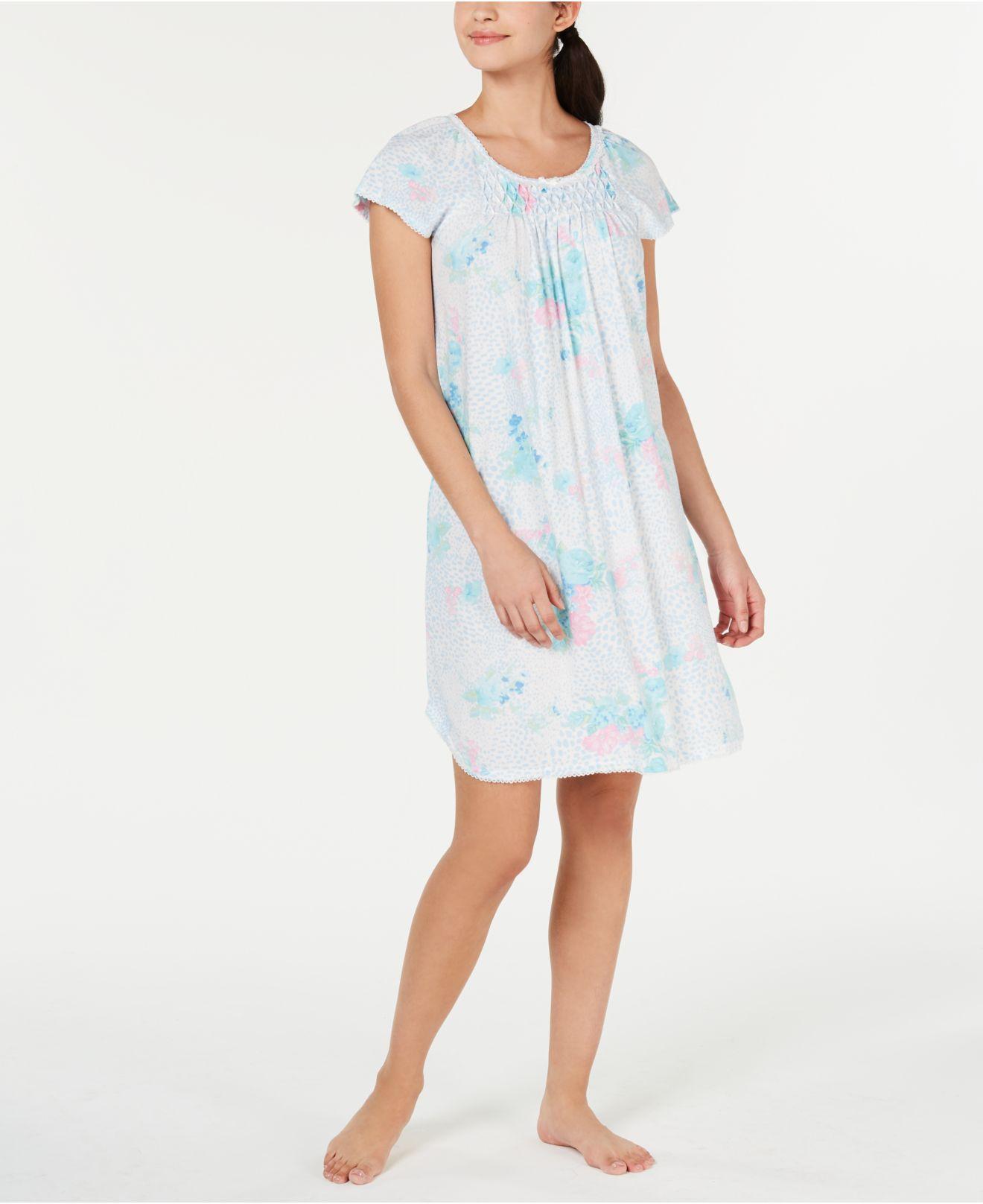 Lyst - Miss Elaine Printed Knit Nightgown in Blue