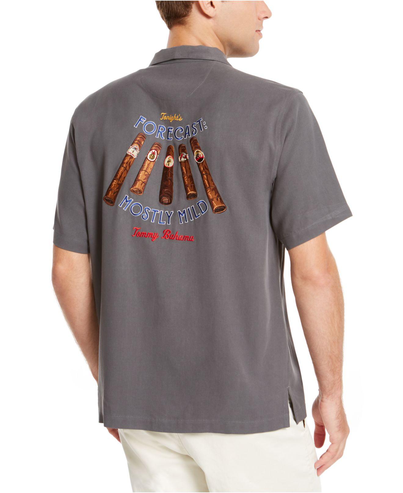 Tommy Bahama Classicfit Embroidered Silk Shirt in Onyx (Gray) for Men