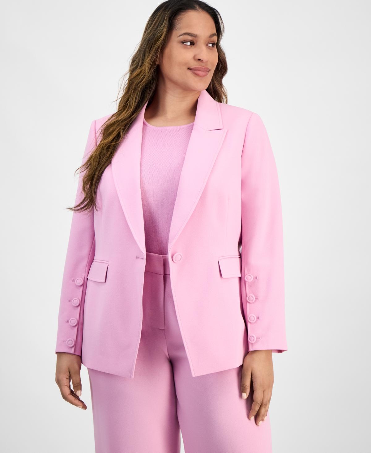 Tahari Plus Size Single-button Crepe Blazer in Pink Lyst
