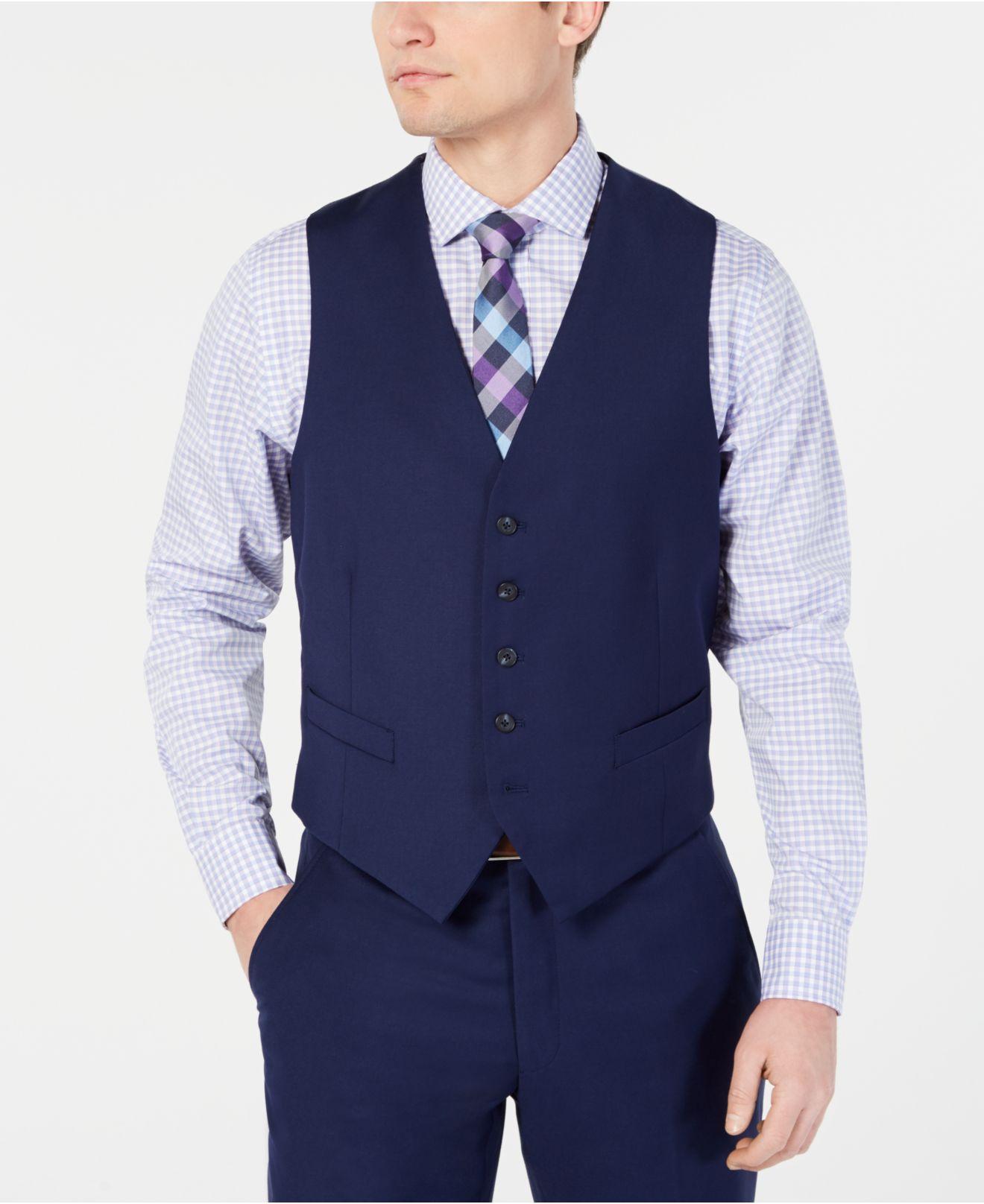 Perry Ellis Synthetic Portfolio Slim-fit Stretch Navy Solid Suit Vest ...