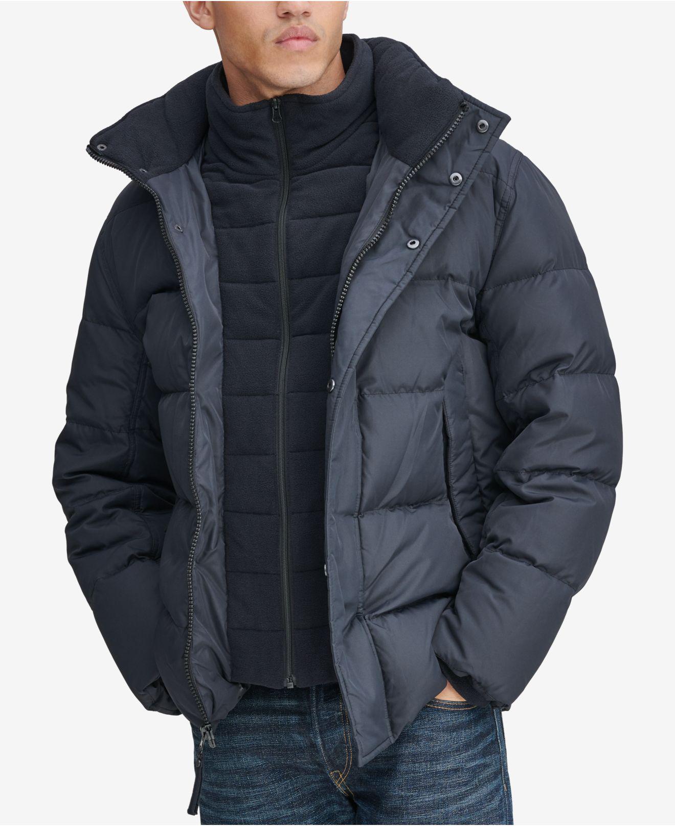 Marc New York Down Puffer Jacket With Fleece Bib in Black for Men