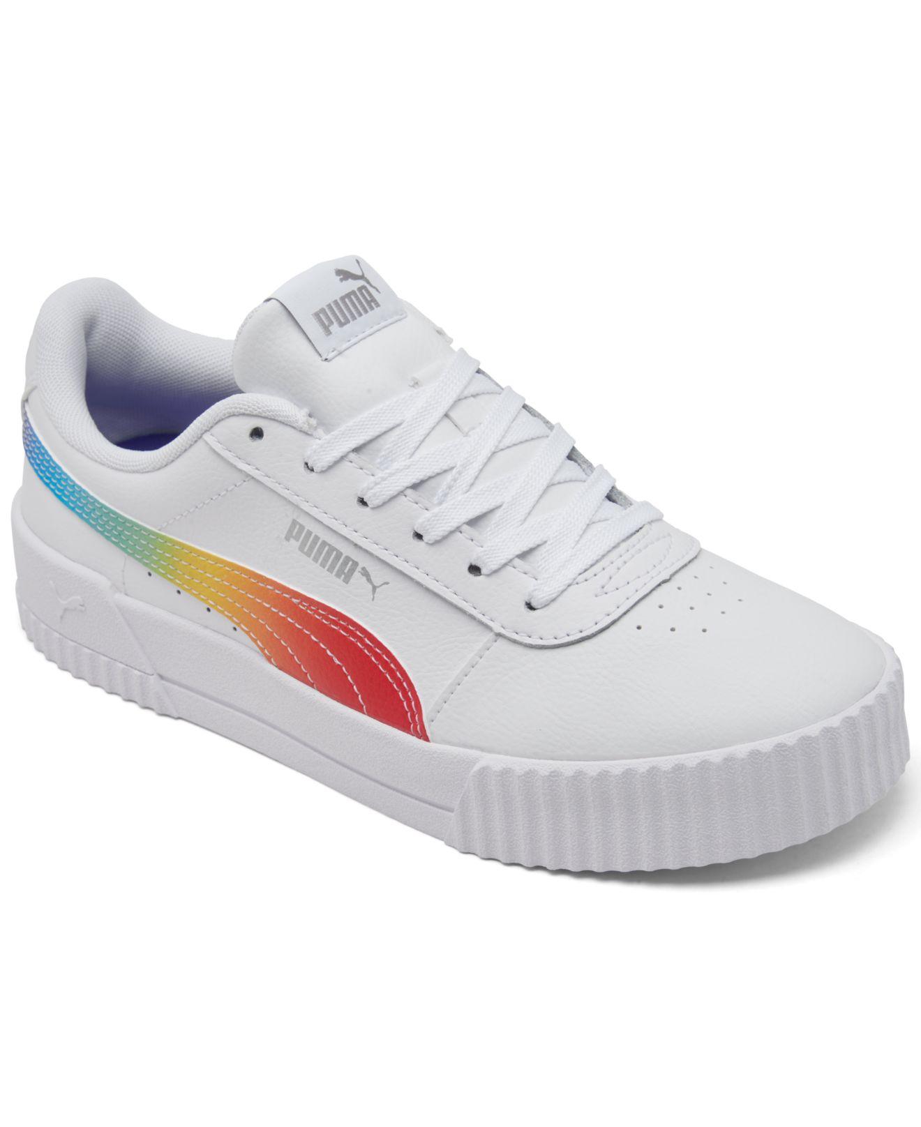 PUMA Leather Carina Rainbow Casual Sneakers From Finish Line in White,  Rainbow (White) - Lyst