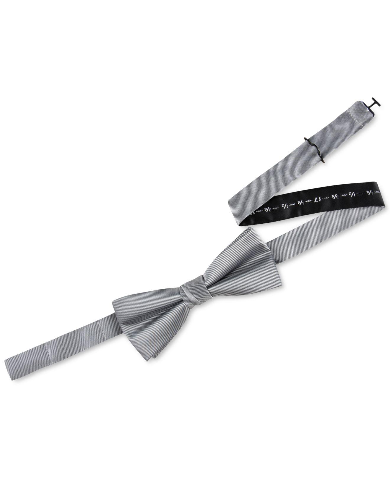 Calvin Klein Unison Solid Pre-tied Bow Tie in Gray for Men | Lyst