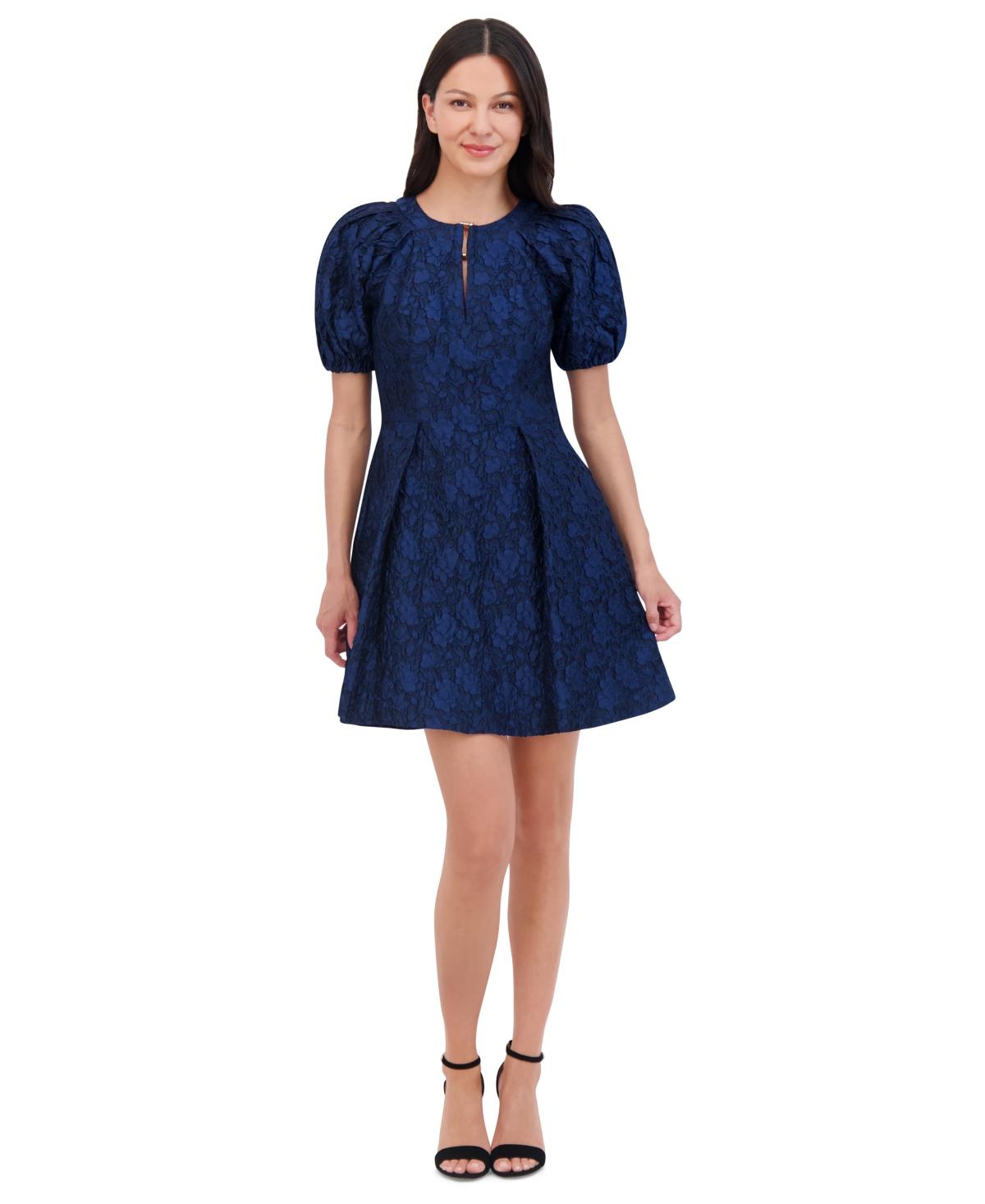 Vince Camuto Petite Jacquard Balloon-sleeve Dress in Blue | Lyst