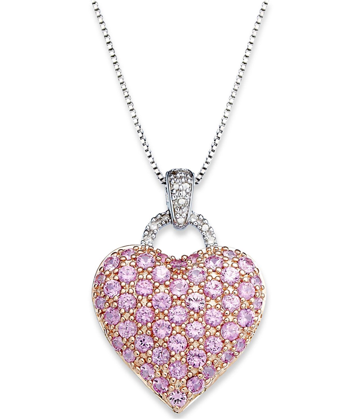 Macy's Pink Sapphire (2-1/4 Ct. T.w.) And Diamond Accent Heart Pendant