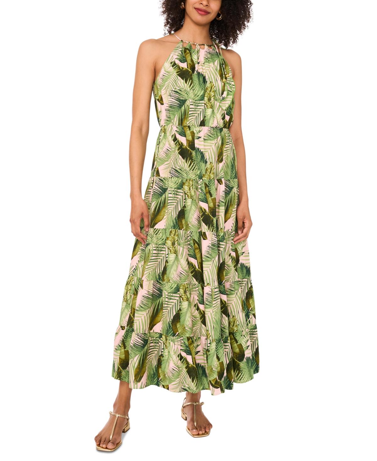Vince Camuto Printed Halter A-line Dress in Green | Lyst