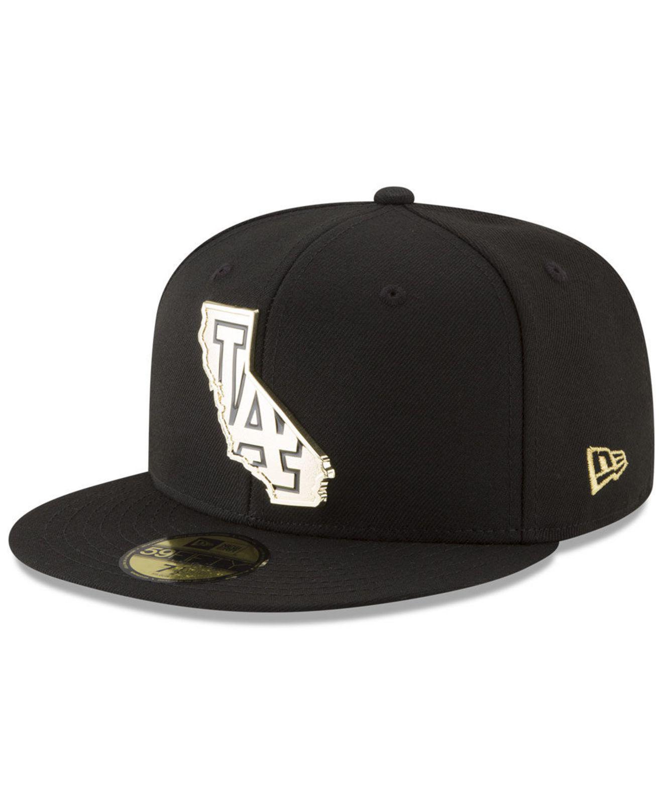 KTZ Los Angeles Dodgers Gold Stated 59fifty Fitted Cap in Black