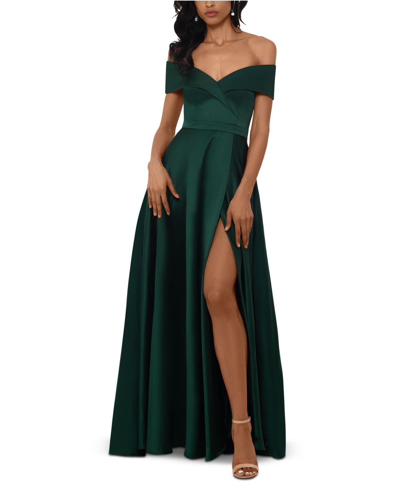 xscape green satin dress