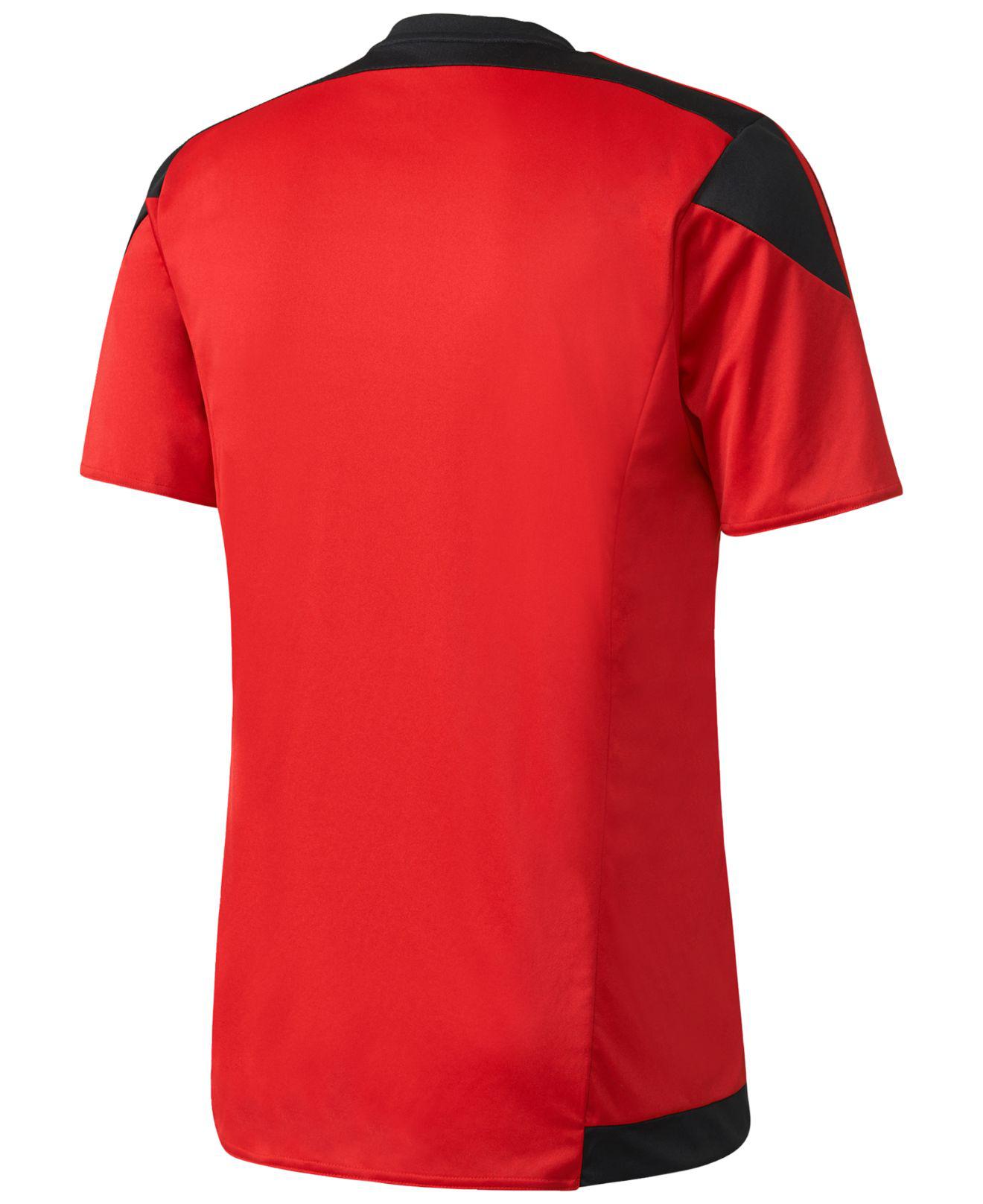adidas Synthetic Climacool® Striped Soccer Jersey in Red/Black (Red