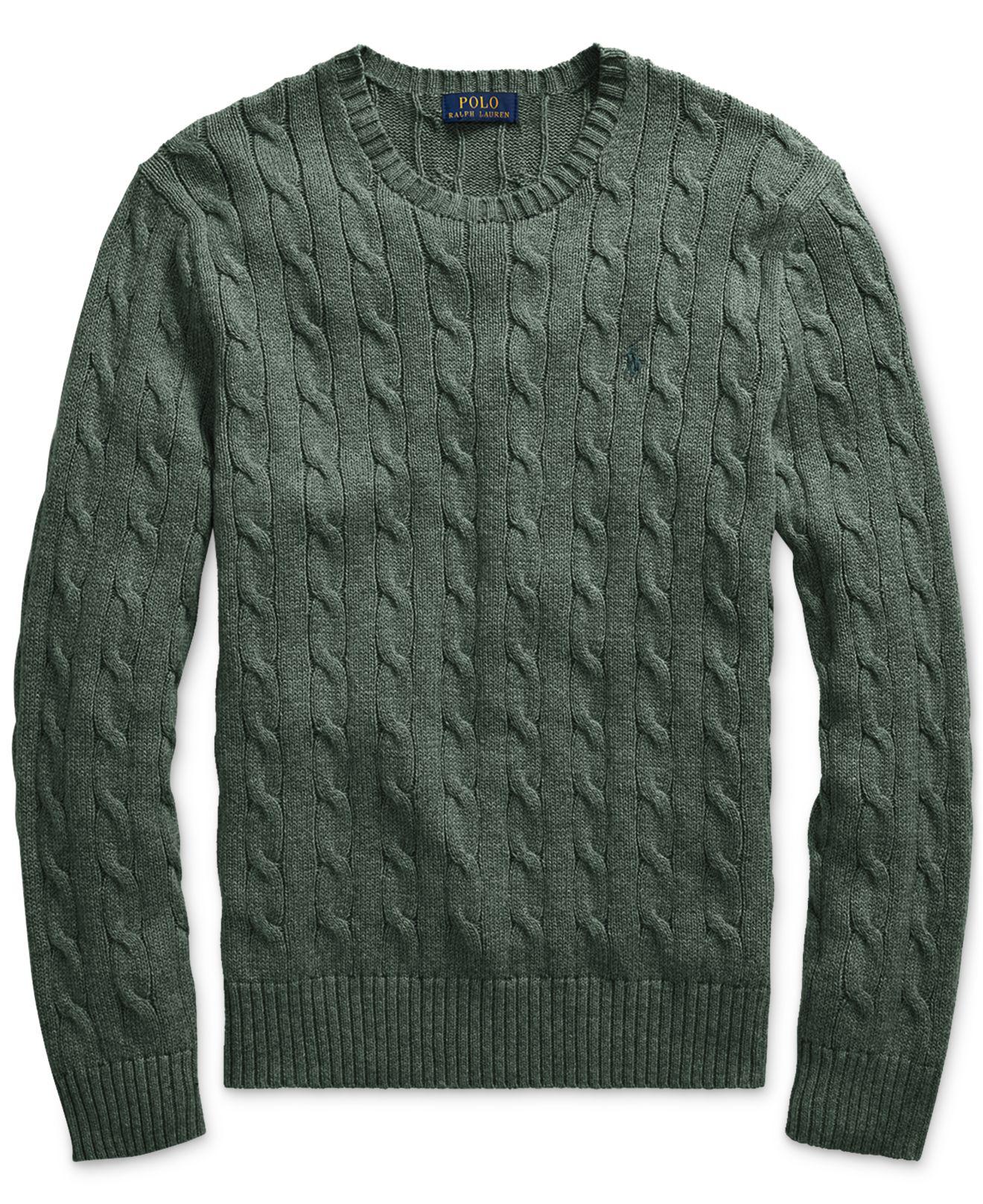 Polo Ralph Lauren Cotton Men's Cable-knit Sweater in Moss Green Heather ( Green) for Men | Lyst