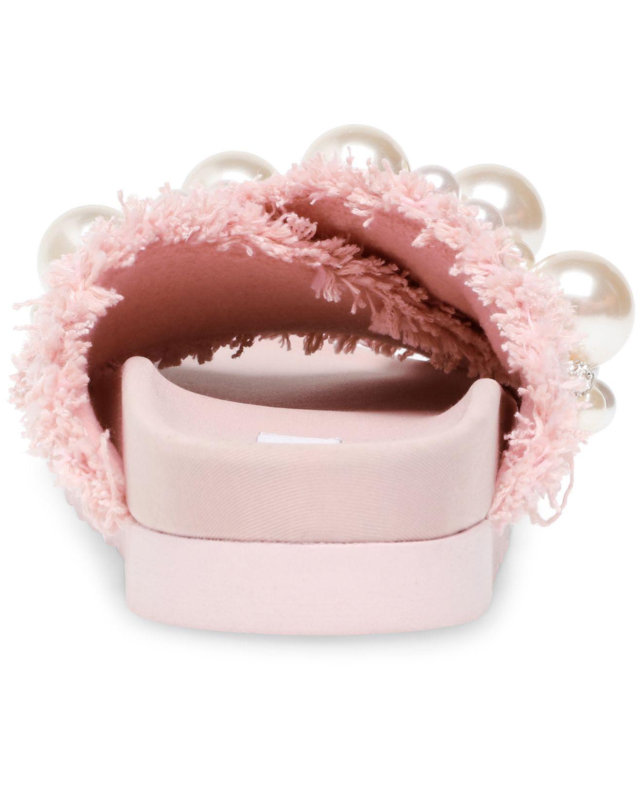 Steve Madden Amie Pearl Boucle Footbed Sandals in Pink | Lyst Steve Madden Amie Pearl Boucle Footbed Sandals in Pink | Lyst