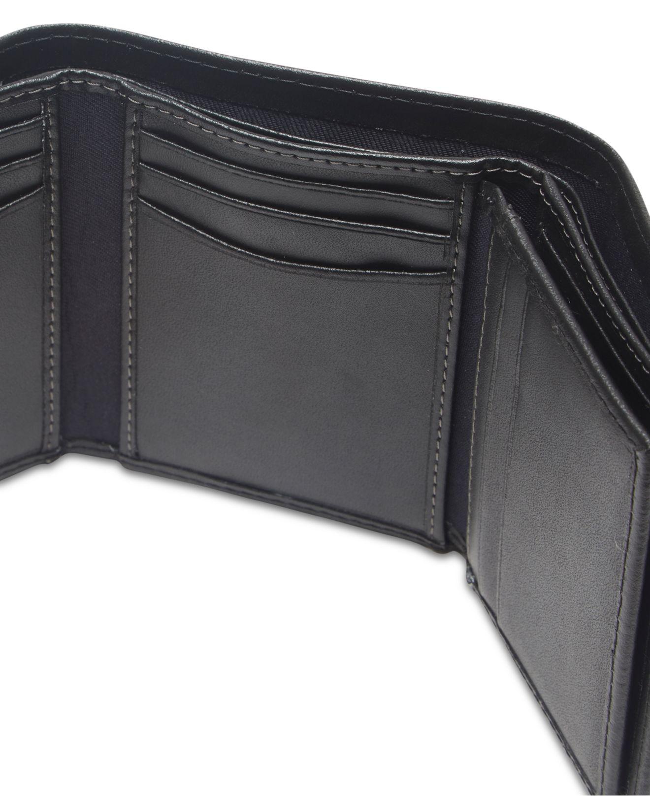 Tommy Hilfiger Extracapacity Rfid Leather Trifold Wallet in Black for