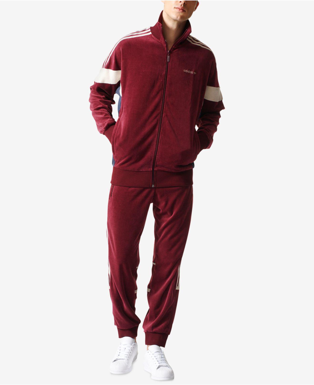 adidas Cotton Clr84 Velour Track Jacket In Red Bs4669 for Men | Lyst