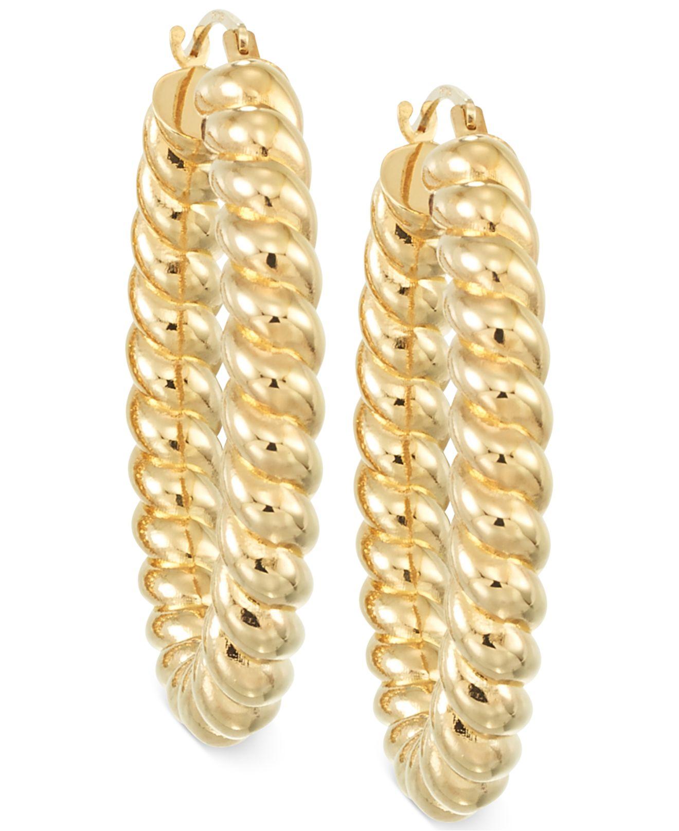 Macy's Rope Hoop Earrings In 14k Gold Over Resin in Yellow Gold ...