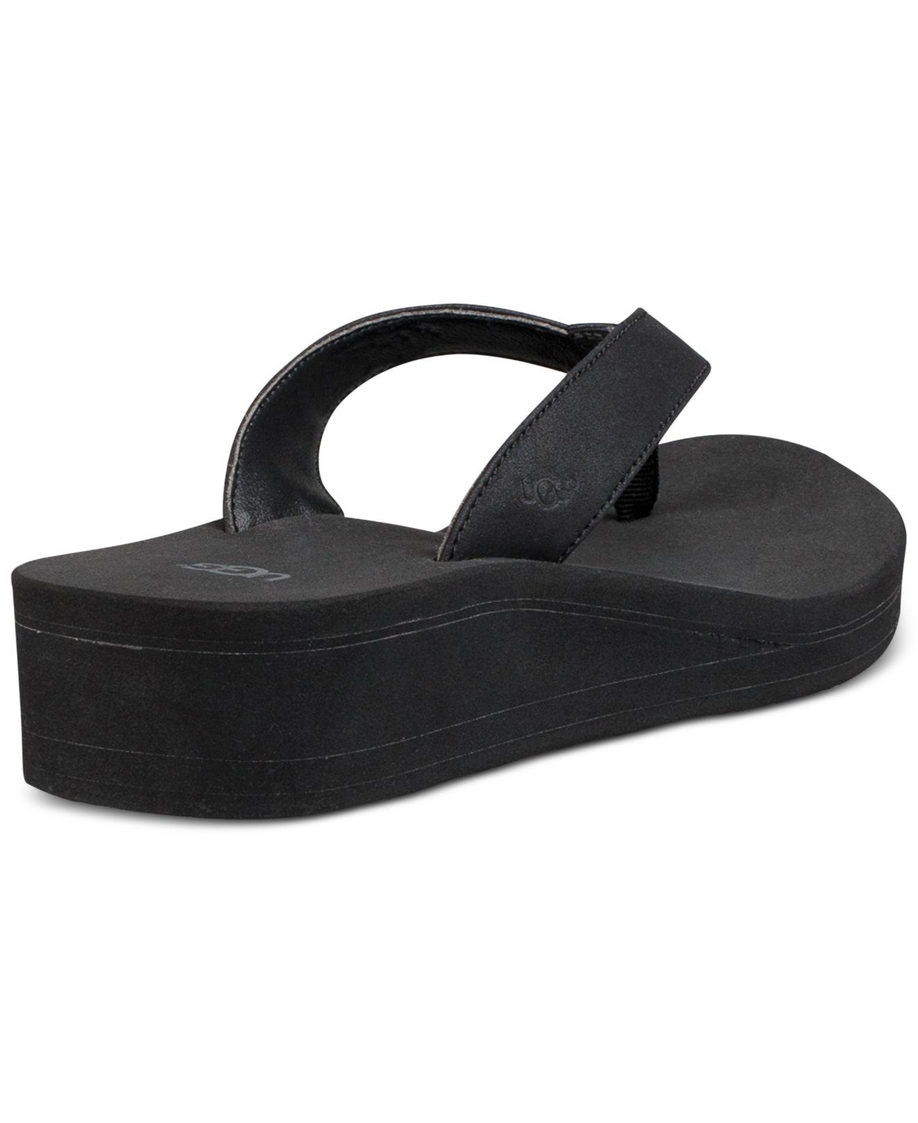 UGG Dani Wedge Beach Flip-flop Sandals in Black | Lyst