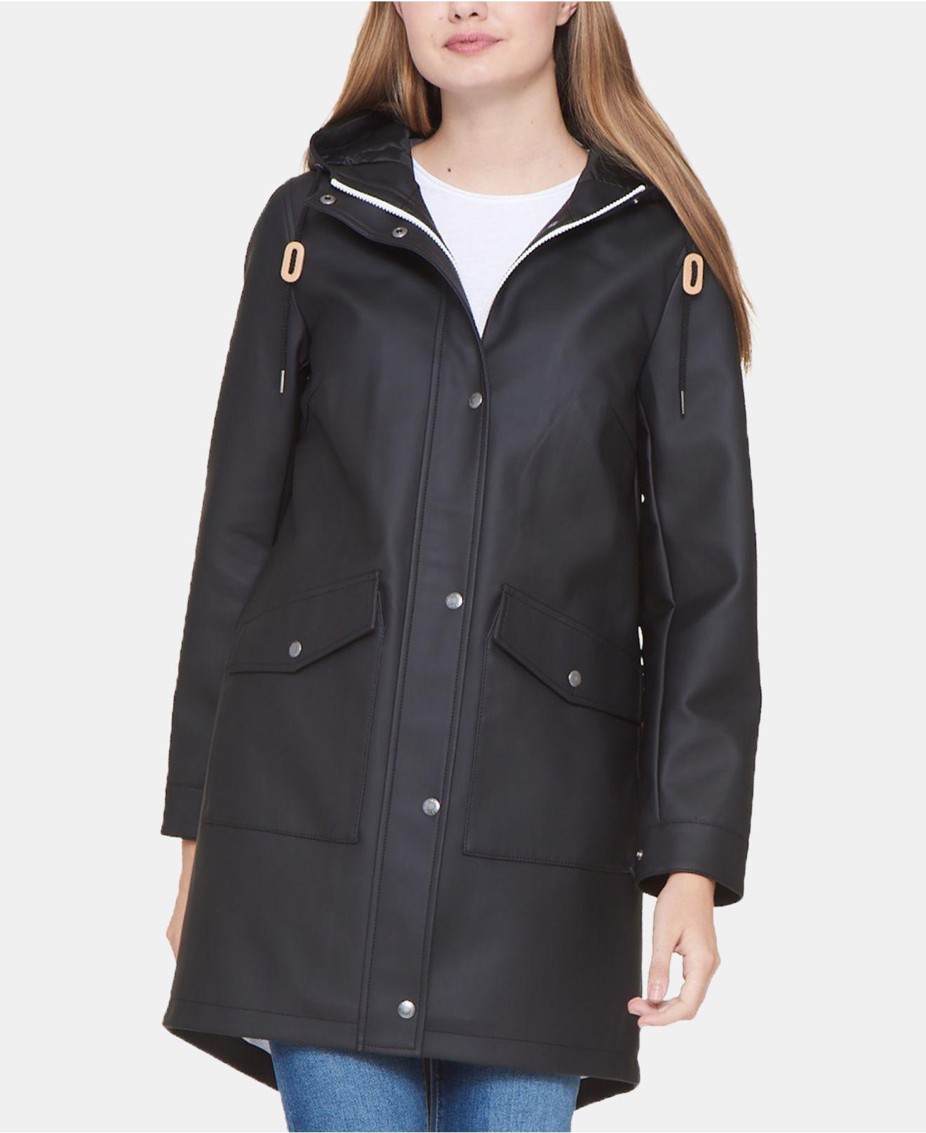 Synthetic ® Hooded Front Zip Raincoat 
