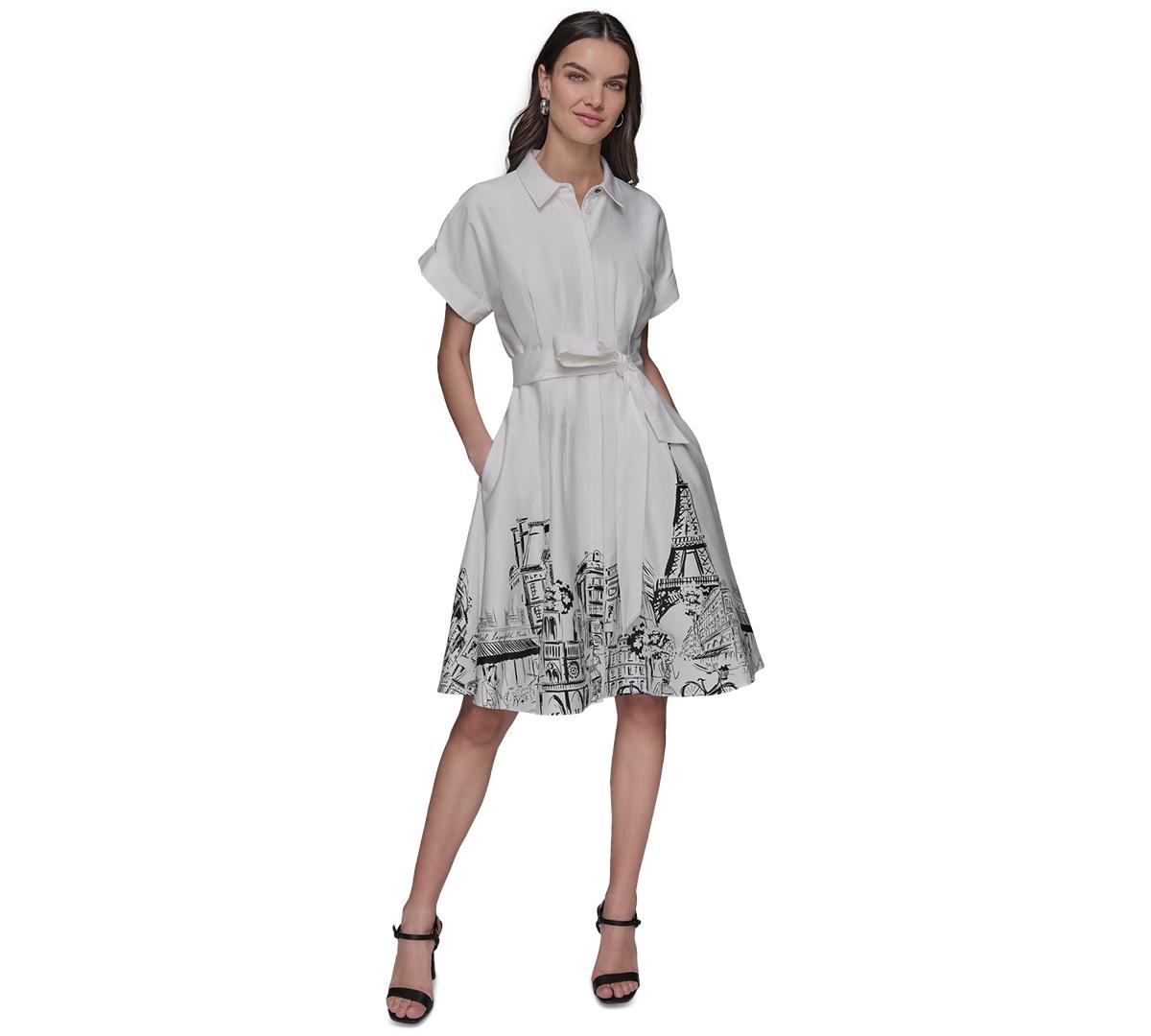 KARL LAGERFELD Tie-waist Paris Border Shirt Dress in Gray | Lyst KARL LAGERFELD Tie-waist Paris Border Shirt Dress in Gray | Lyst