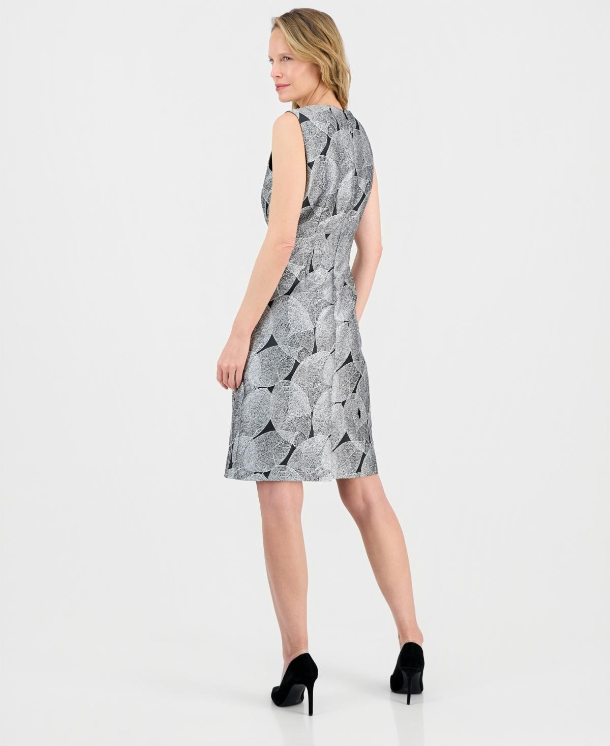 knee length dresses for ladies Kasper Black Textured Sleeveless Midi Dress