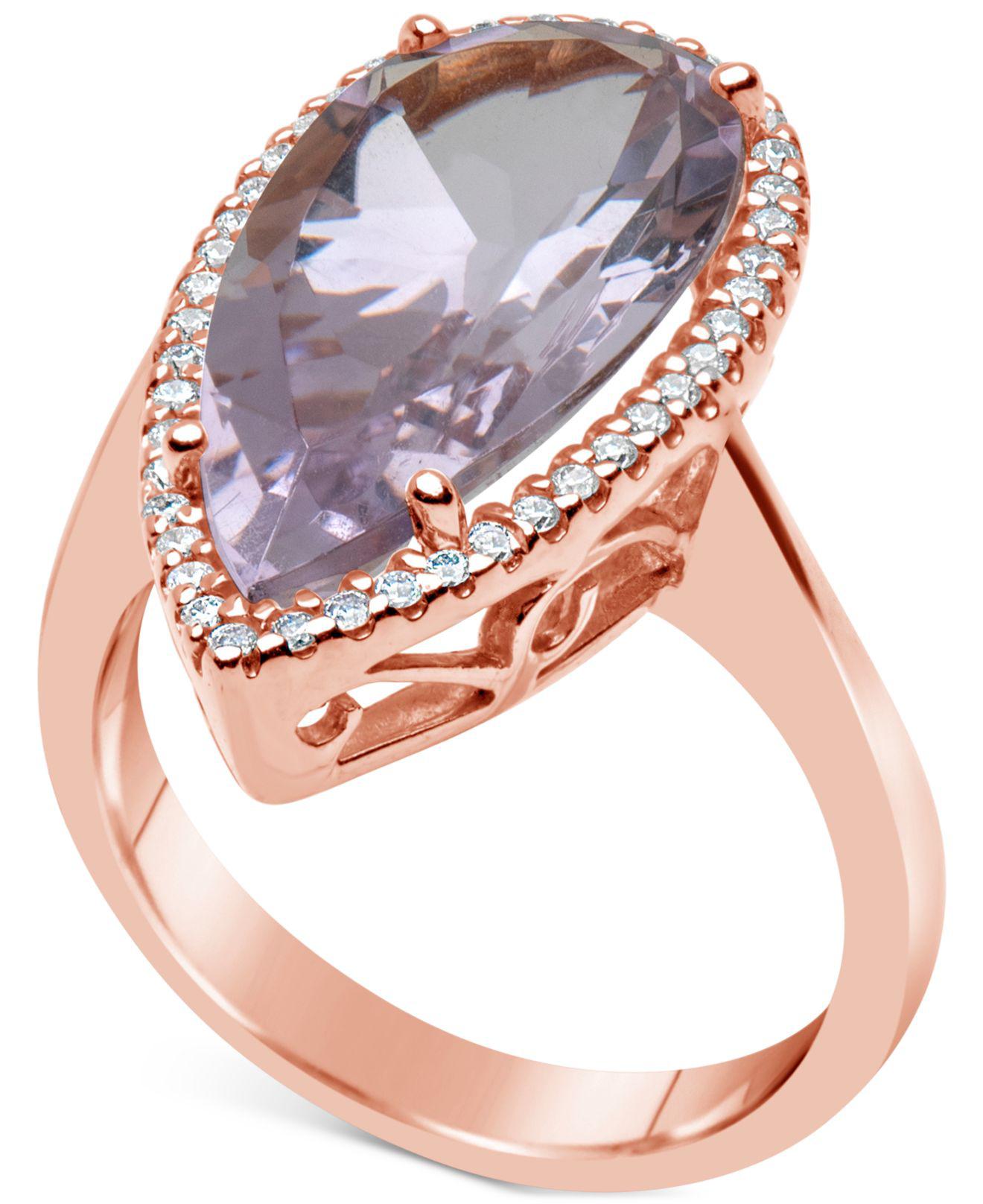 Macy's Amethyst (7 Ct. T.w.) & Diamond (1/4 Ct. T.w.) Ring In 14k Rose