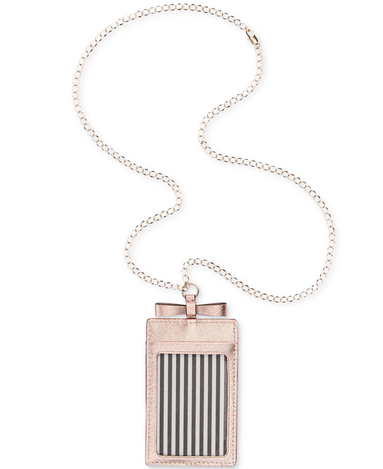 Kate Spade Leather Cameron Street Lanyard in Rose Gold (Metallic) Lyst