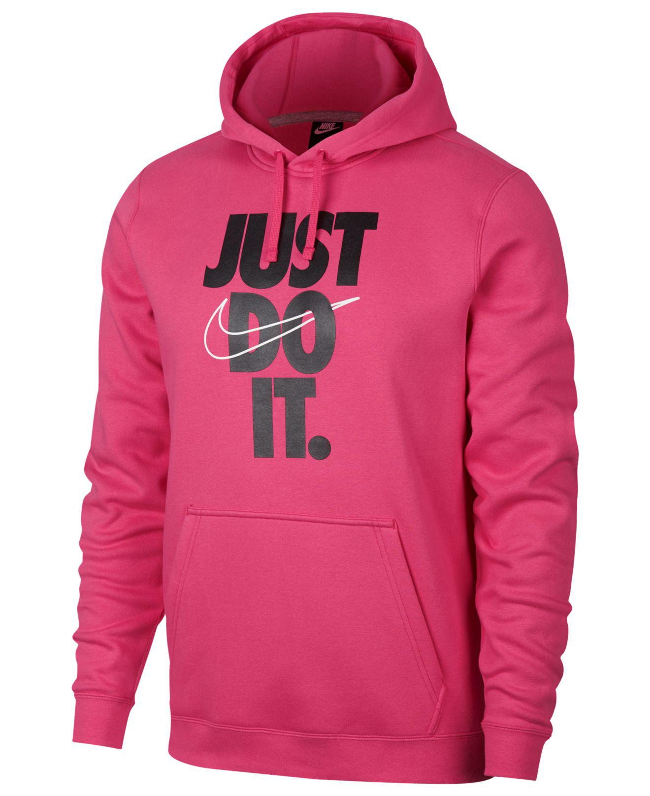 Nike Fleece Sportswear Just Do It Hoodie in Pink for Men - Lyst