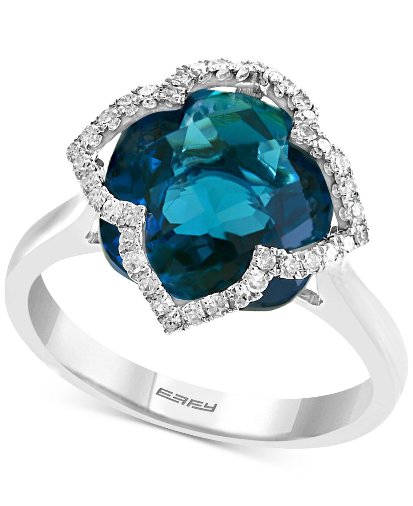 Bague Effy Fine Jewelry En Or Jaune 14 Carats Avec Topaze London Blue 5.00 Ct - Taille 7, Neuf Avec étiquettes
