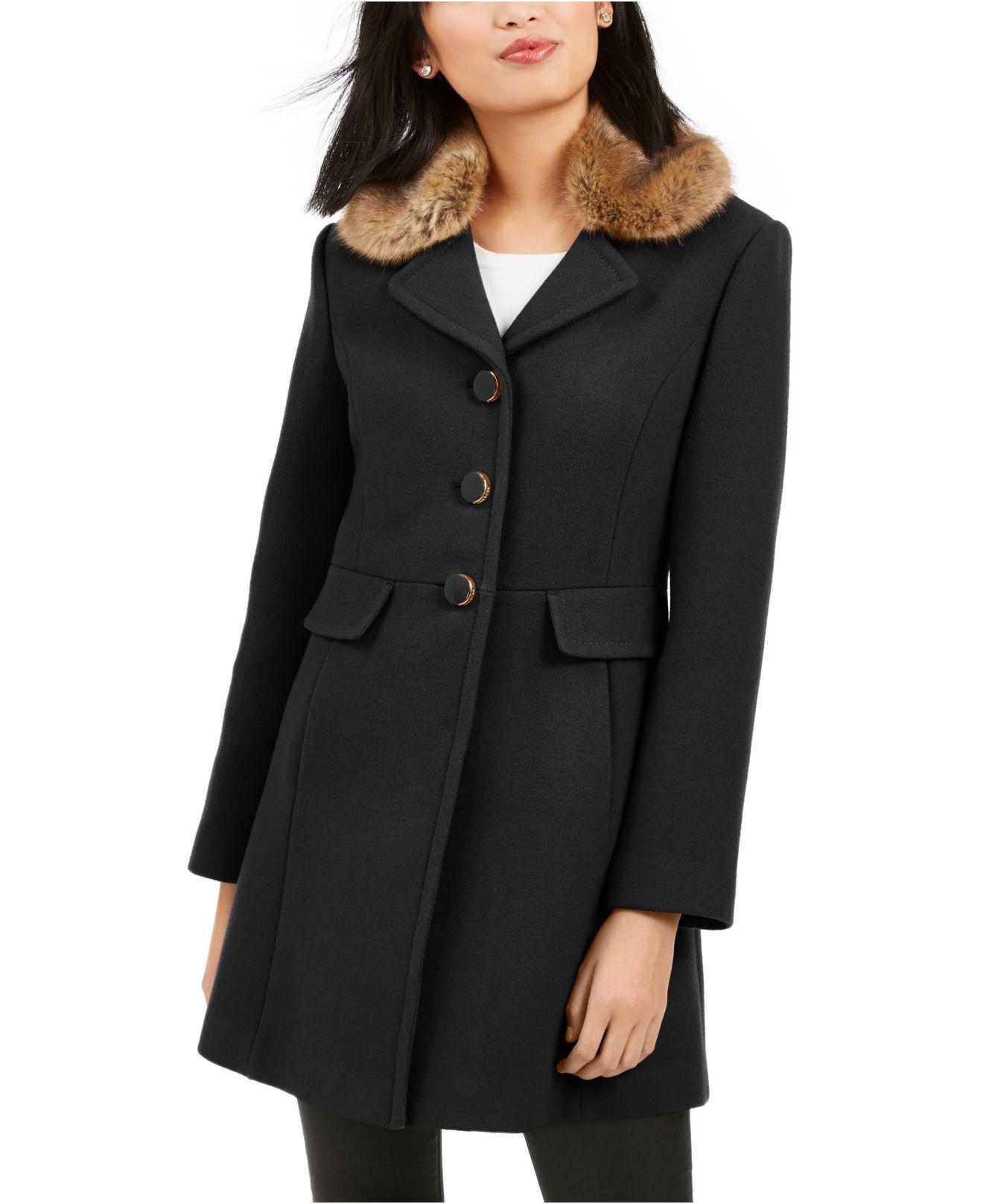 Kate Spade Fauxfurtrim Walker Coat in Black Lyst
