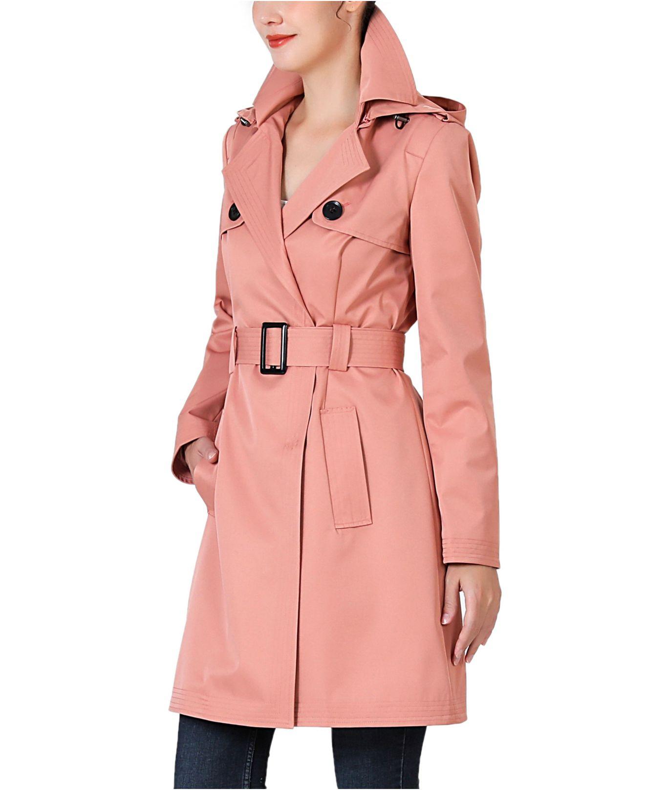 Kimi + Kai Angie Water Resistant Hooded Trench Coat in Pink | Lyst