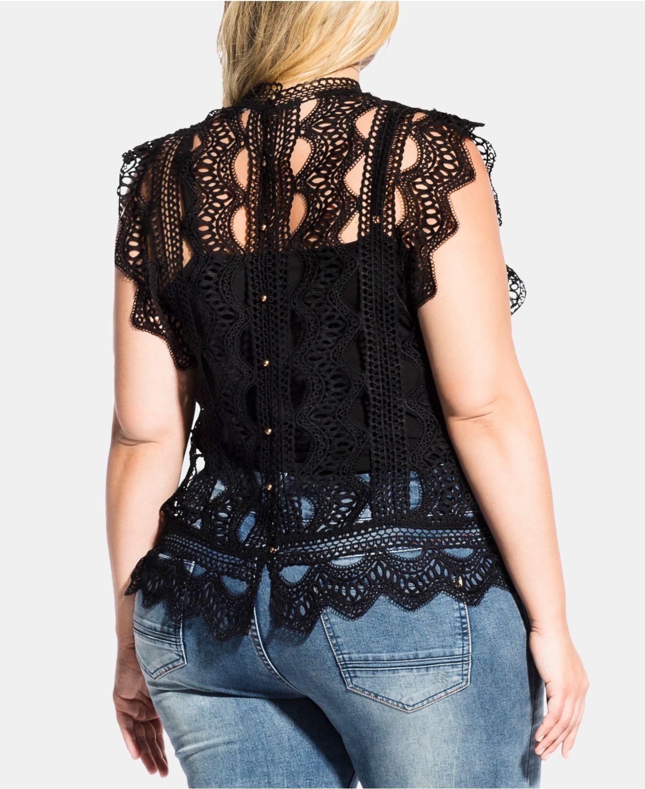 city chic trendy plus size lace martina top