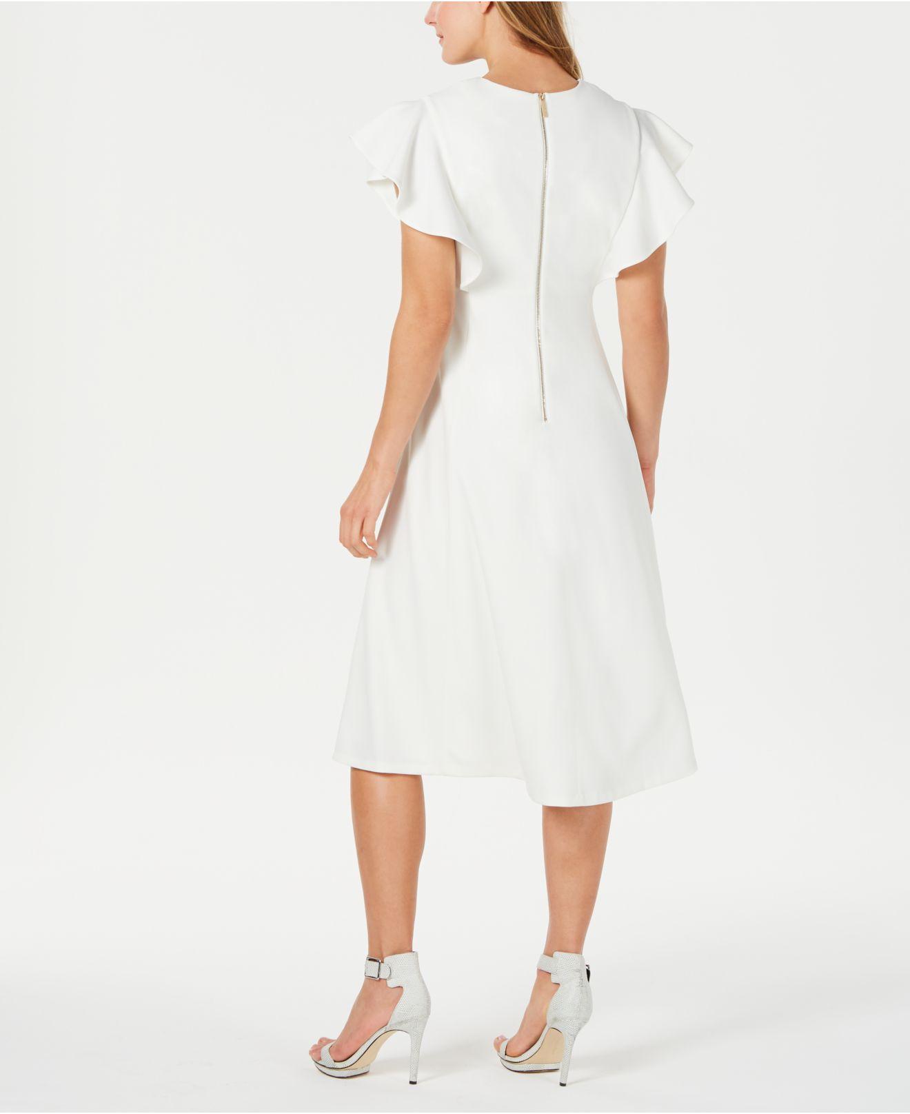 calvin klein button front midi dress