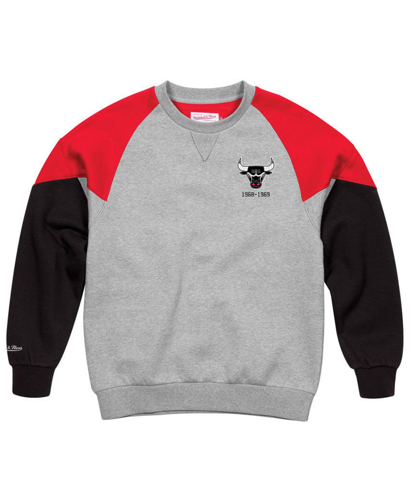 Mitchell /& Ness Chicago Bulls Trading Block Crew Sweatshirt Grey CBU FKC